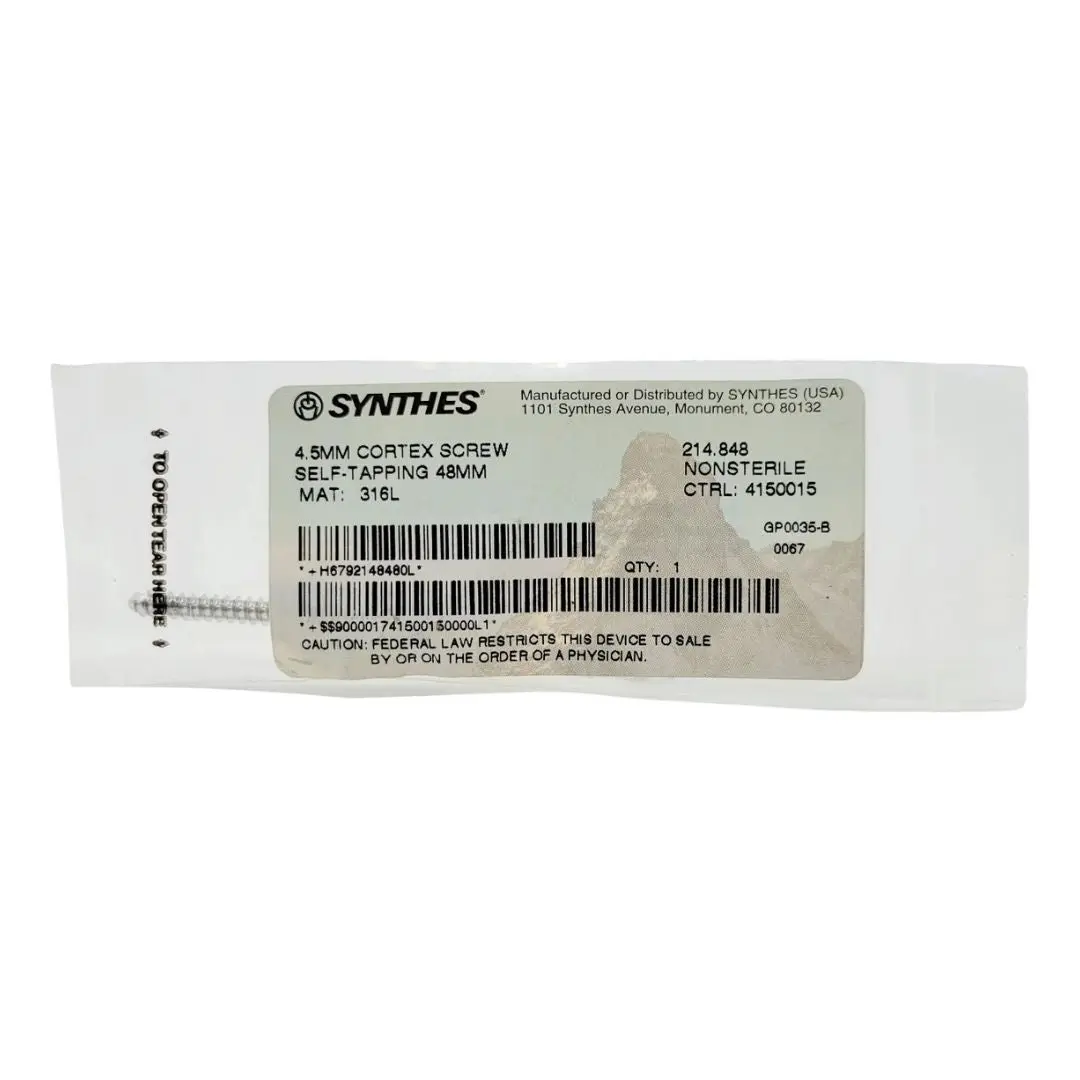 Synthes 214.848 4.5mm Cortex Screw Self-tapping 48mm