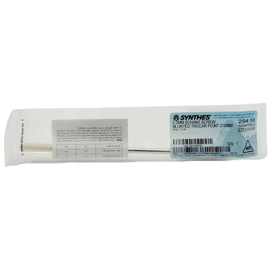 Synthes 294.56 5.0mm Schanz Screw Blunted Trocar Point 200mm