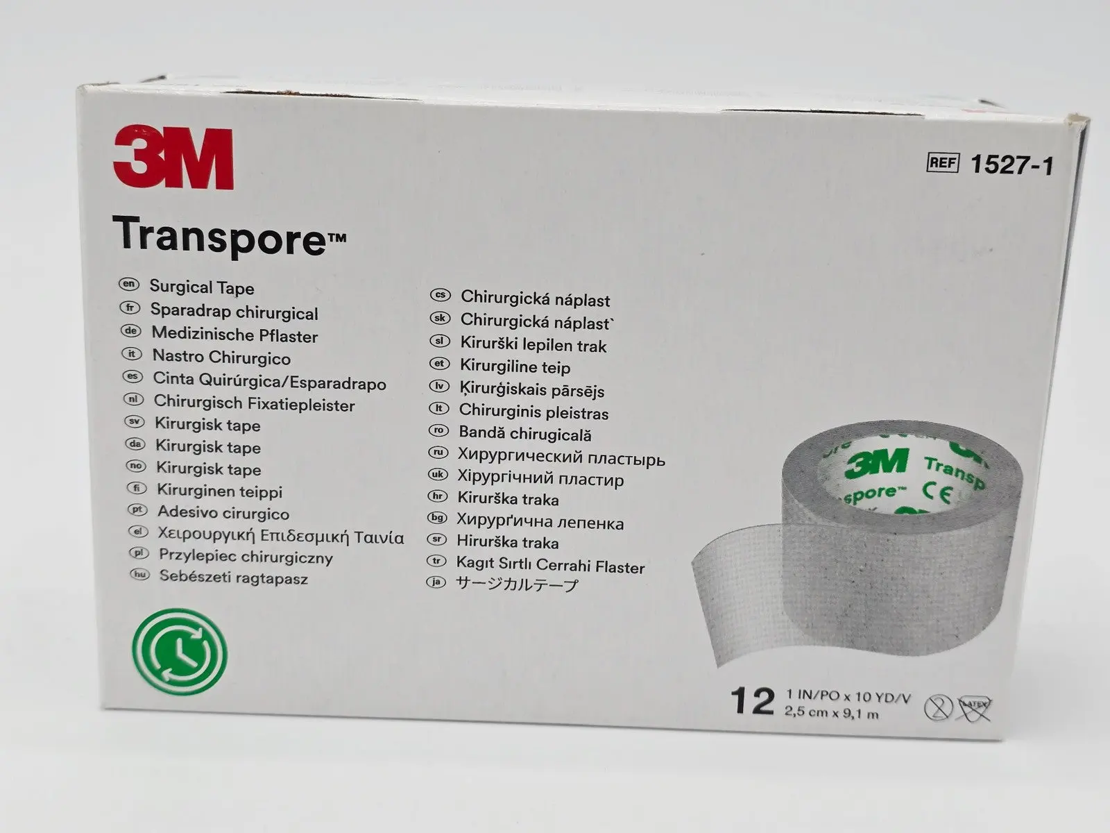 3M 1527-1 Transpore Surgical Tape 1in x 10yd Transparent Latex Free BX 12 - Image 2