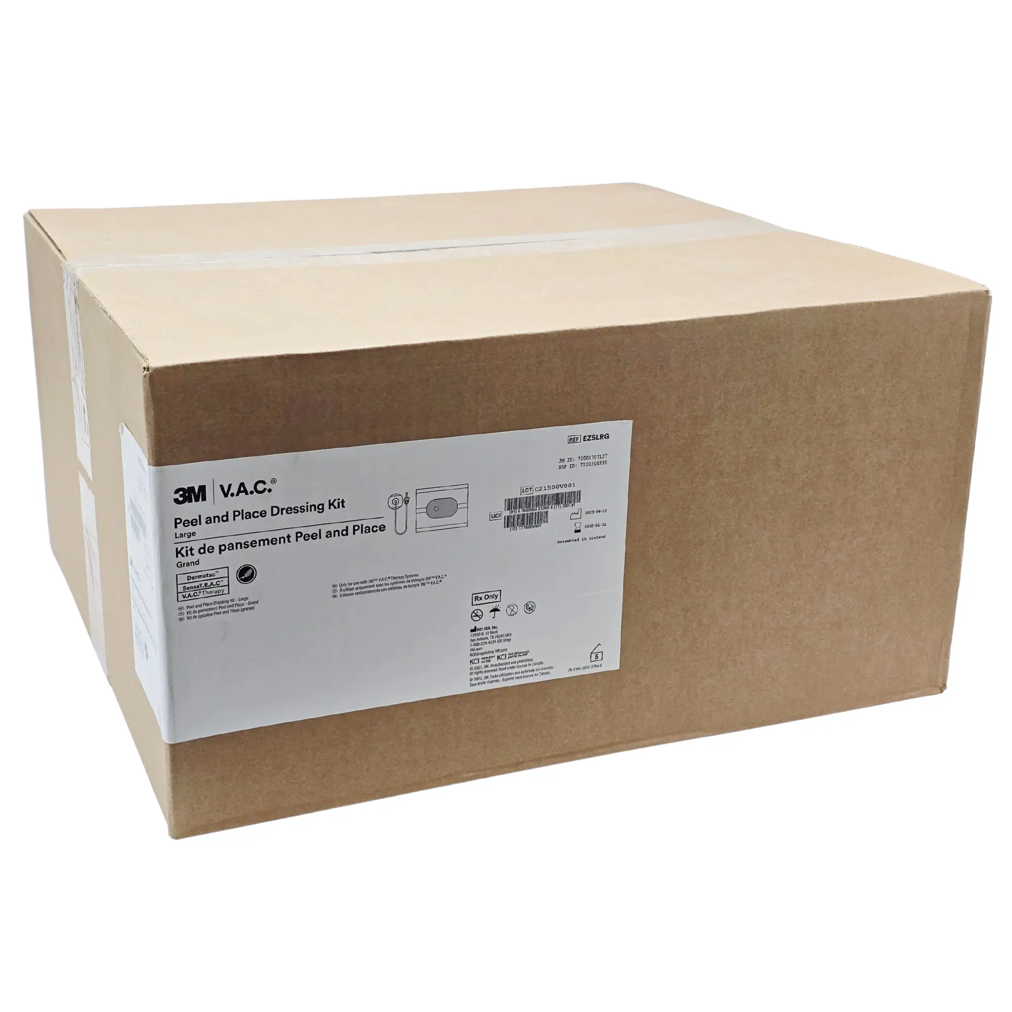 3M KCI EZ5LRGV001 / EZ5LRGV002 V.A.C. Peel and Place Dressing Kit - Large, 5/Case