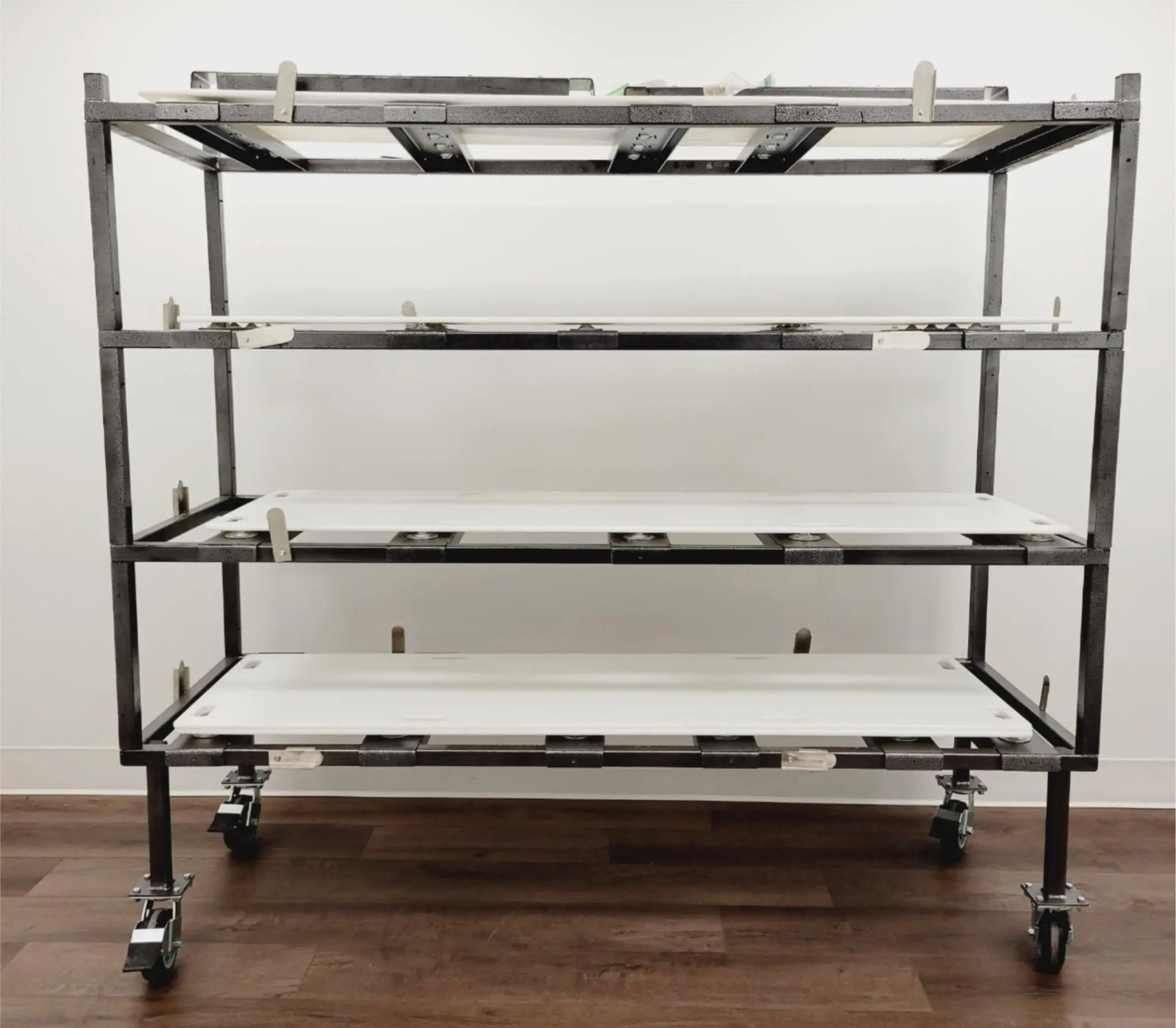 4 Tier 1174-X Multi-Directional Loading Mortuary Roller Rack w/ Transfer Boards - Image 6