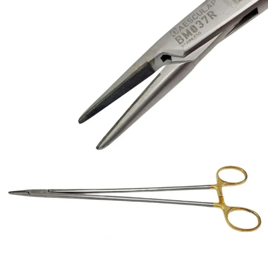 Aesculap BM037R DeBakey Durogrip TC Needle Holder Straight 10.25in