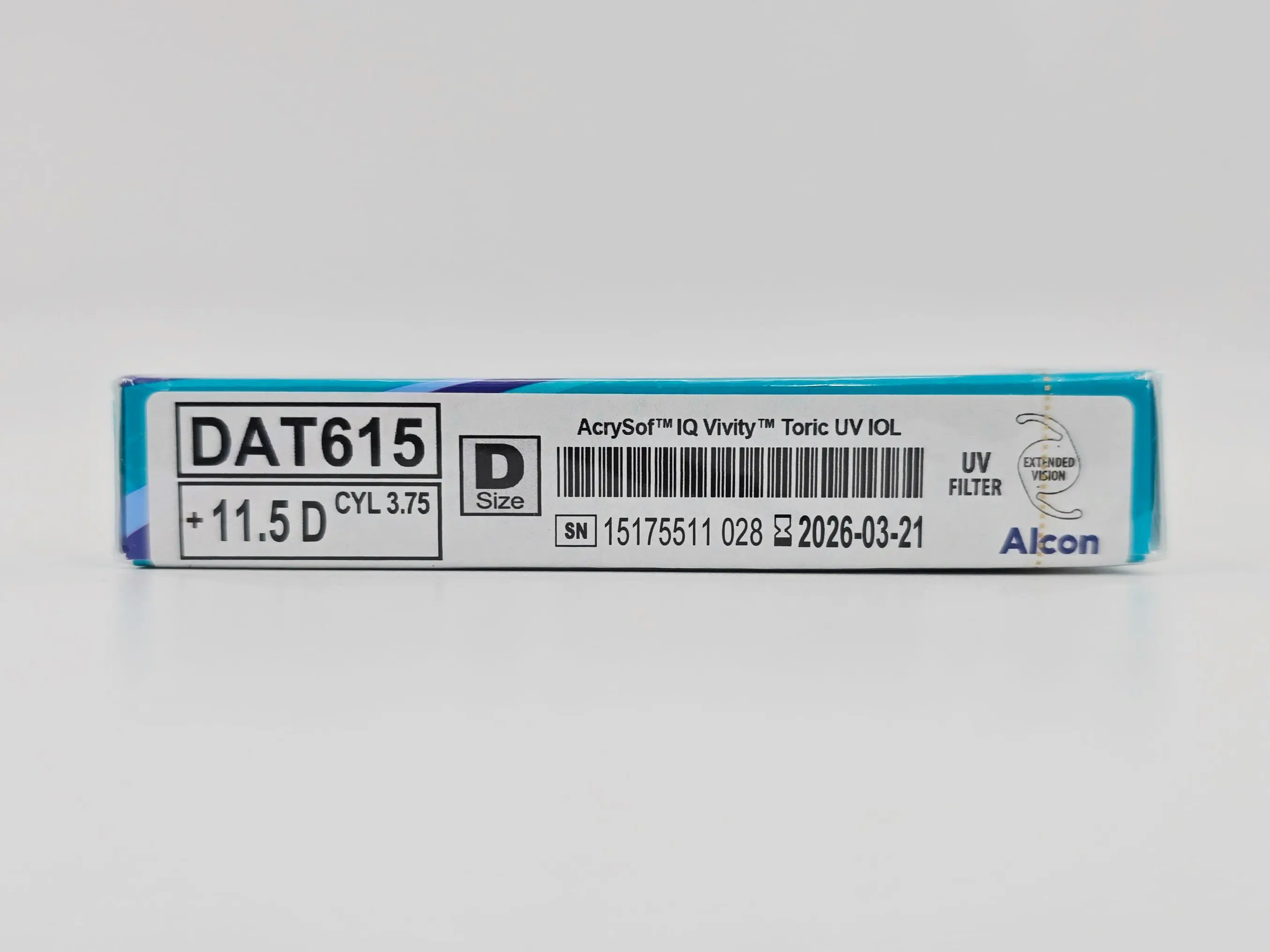 Alcon DAT615.115 AcrySof IQ Vivity Toric UV Absorbing Extended Vision IOL +11.5 D Size D 1/EA - Image 4