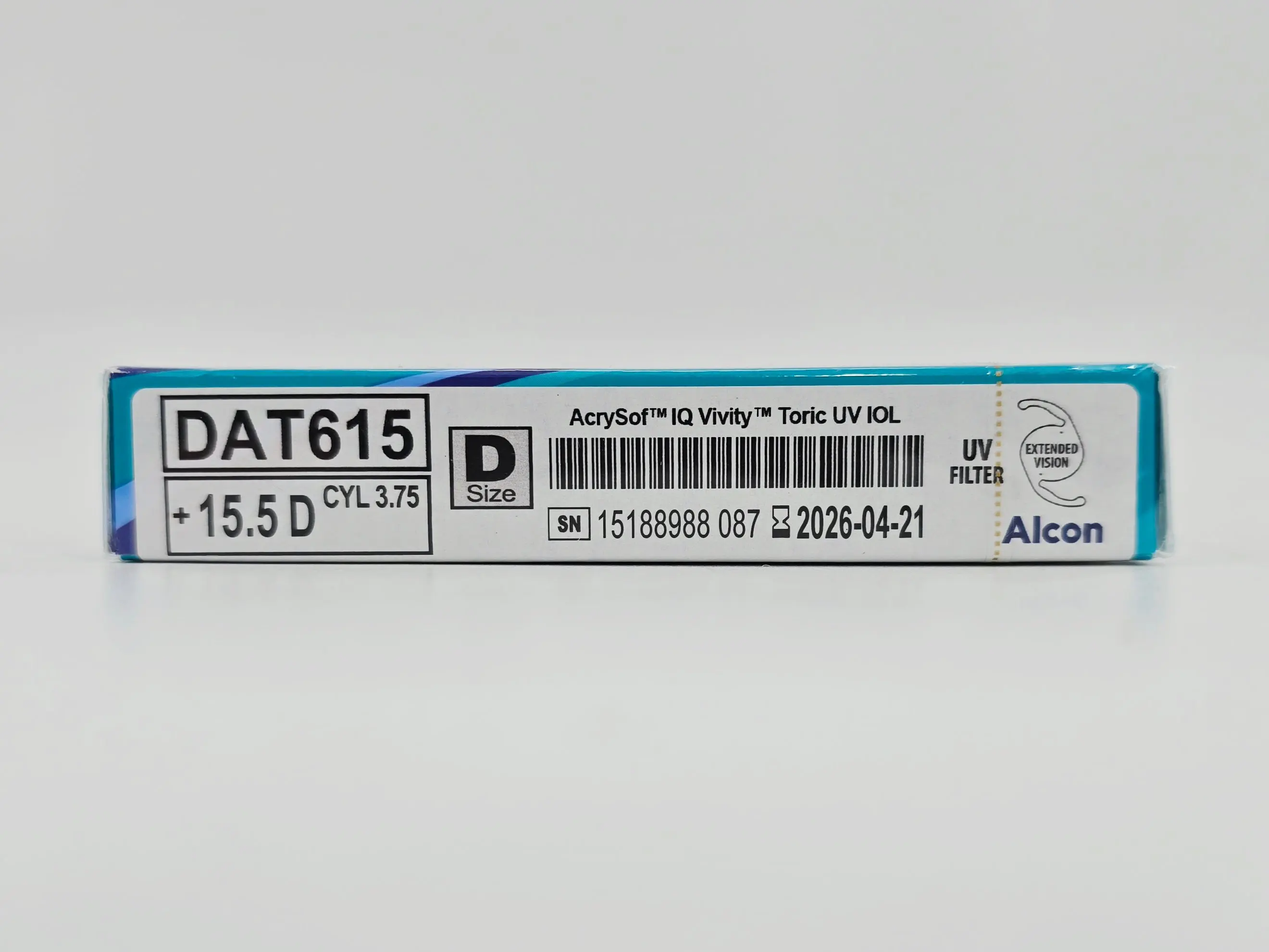 Alcon DAT615.155 AcrySof IQ Vivity Toric UV Absorbing Extended Vision IOL +15.5 D Size D 1/EA - Image 4