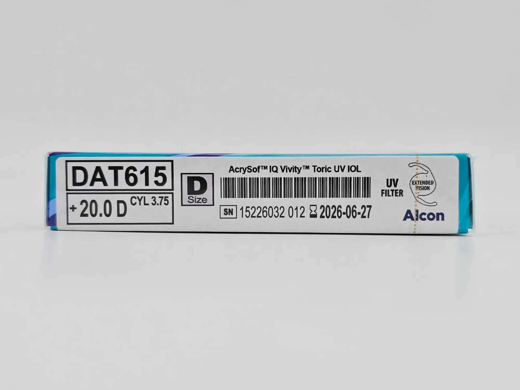 Alcon DAT615.200 AcrySof IQ Vivity Toric UV Absorbing Extended Vision IOL +20.0 D Size D 1/EA - Image 4