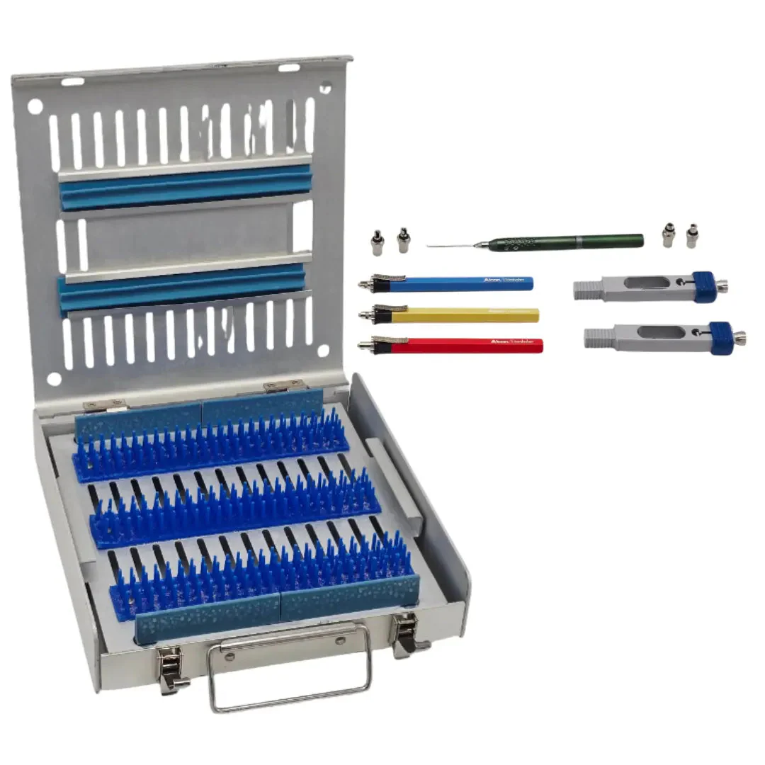 Alcon Grieshaber Ophthalmic Instrument Set w/ Handles Tips Tray Case