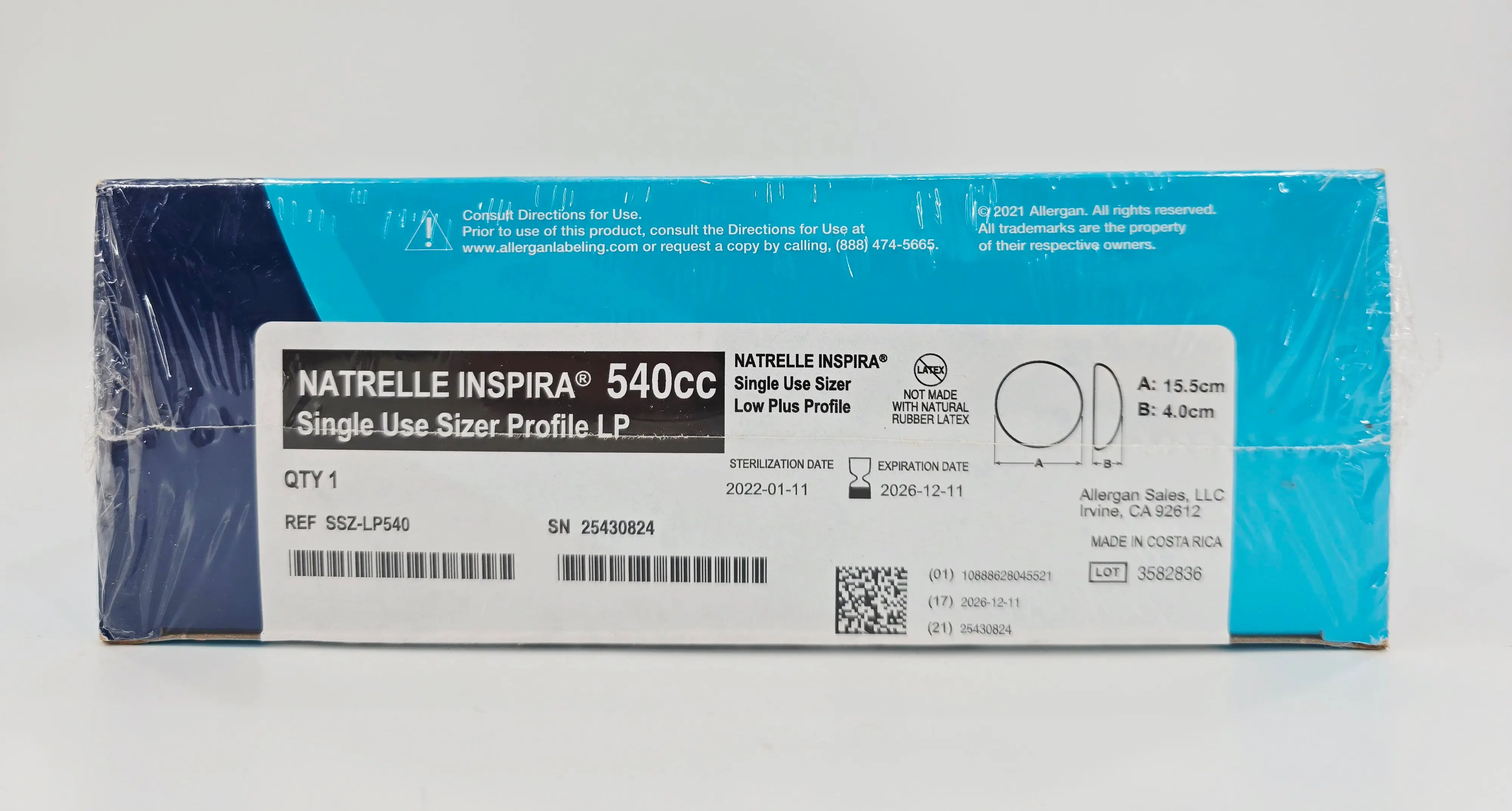 Allergan SSZ-LP540 NATRELLE INSPIRA Single Use Sizer Low Plus Profile 540cc - Image 2