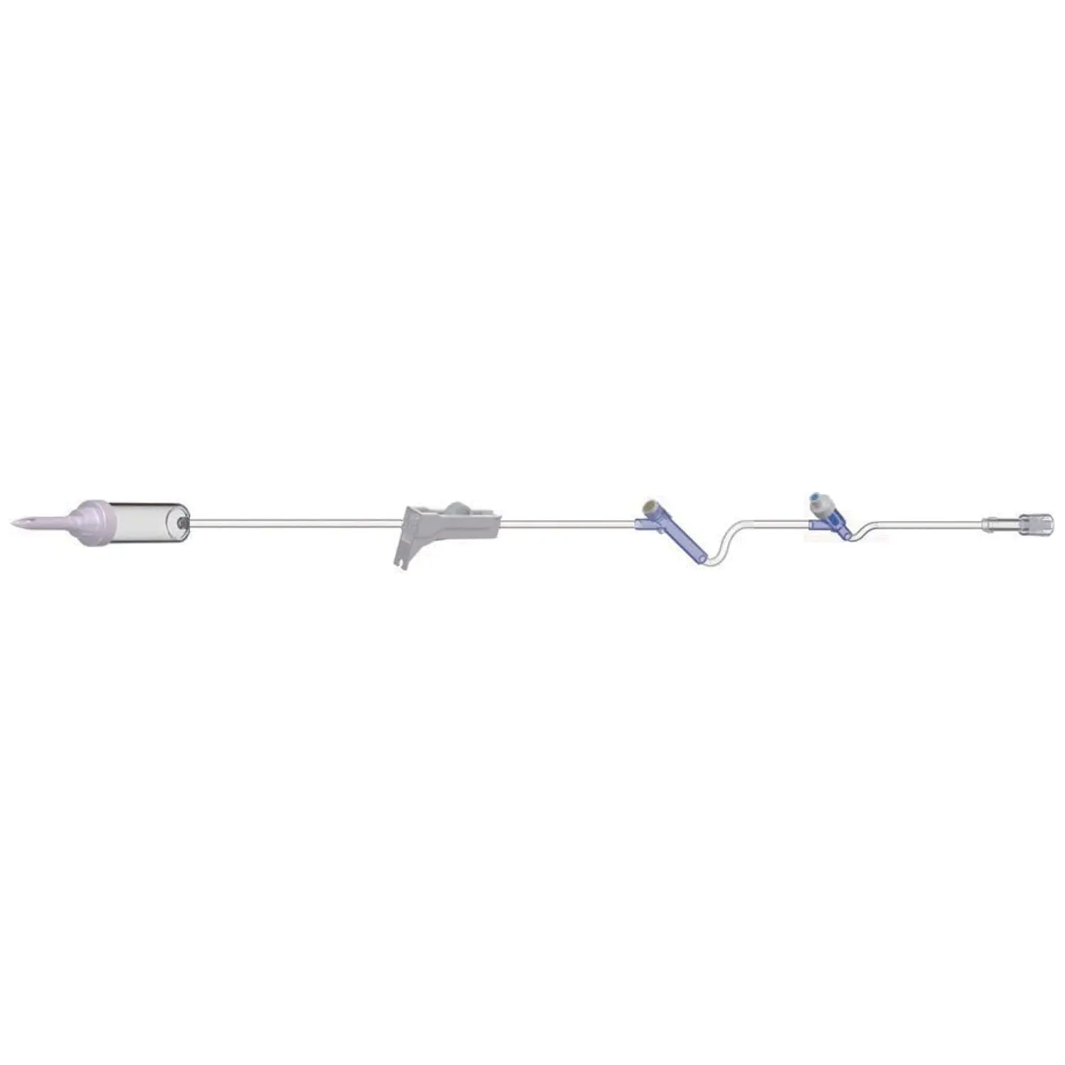 AMSINO Pediatric Basic IV Set, 60 Drops/mL, 83" Length, 17 mL Priming, Non-Vented, Roller Clamp, 1 Pre-Pierced Y Site, 1 AMSafe Needle-Free Y Site, Rotating Male Luer Lock, PE Pouch, 50/cs