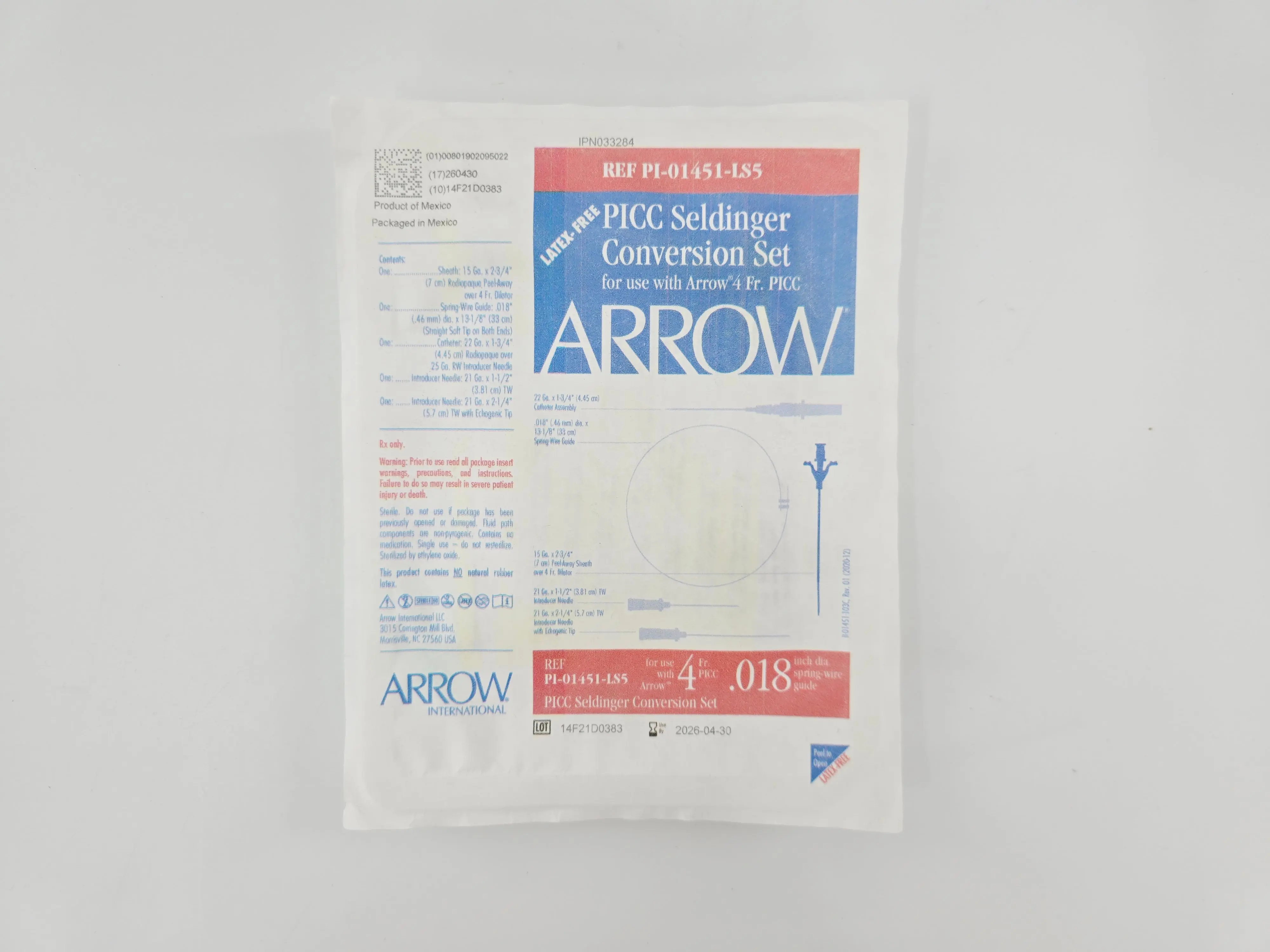 Arrow PI-01451-LS5 PICC Seldinger Conversion Set 4Fr. x .018" CS/10 - Image 3