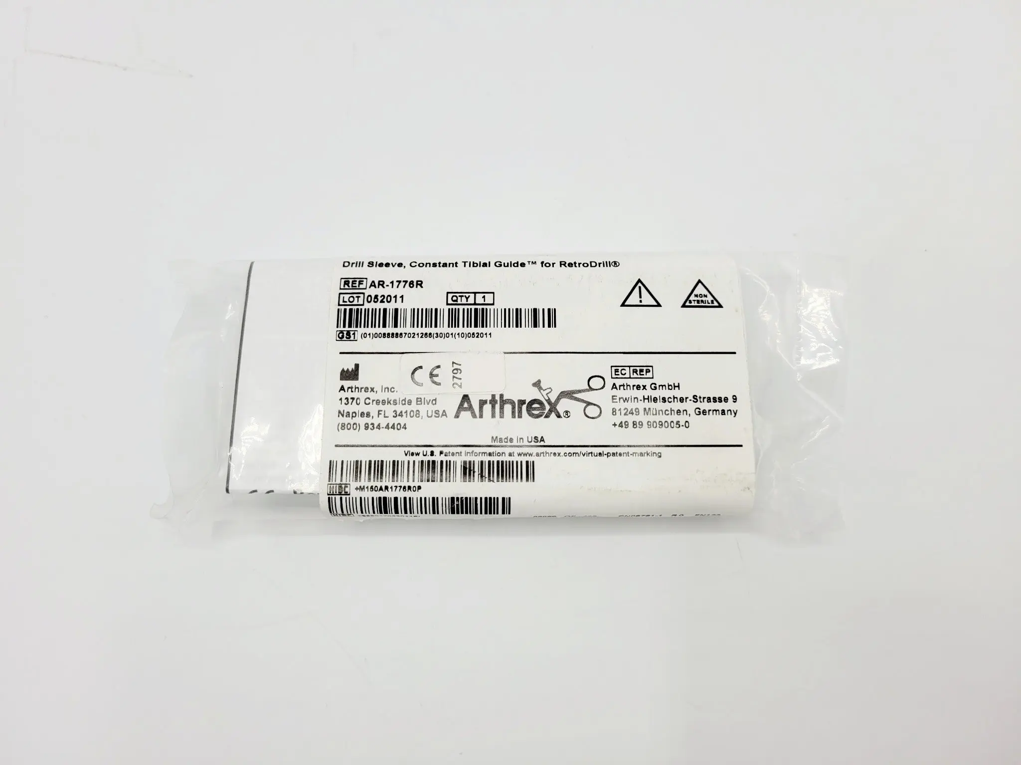 Arthrex AR-1776R Drill Sleeve, Constant Tibial Guide for RetroDrill 4-1/2" NEW - Image 2