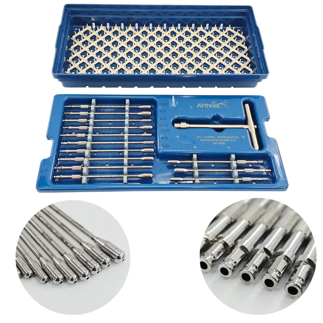 Arthrex AR-1854 Tunnel Dilator 14 Piece Instrument Set w/ T-Handle & AR-1856 Pan