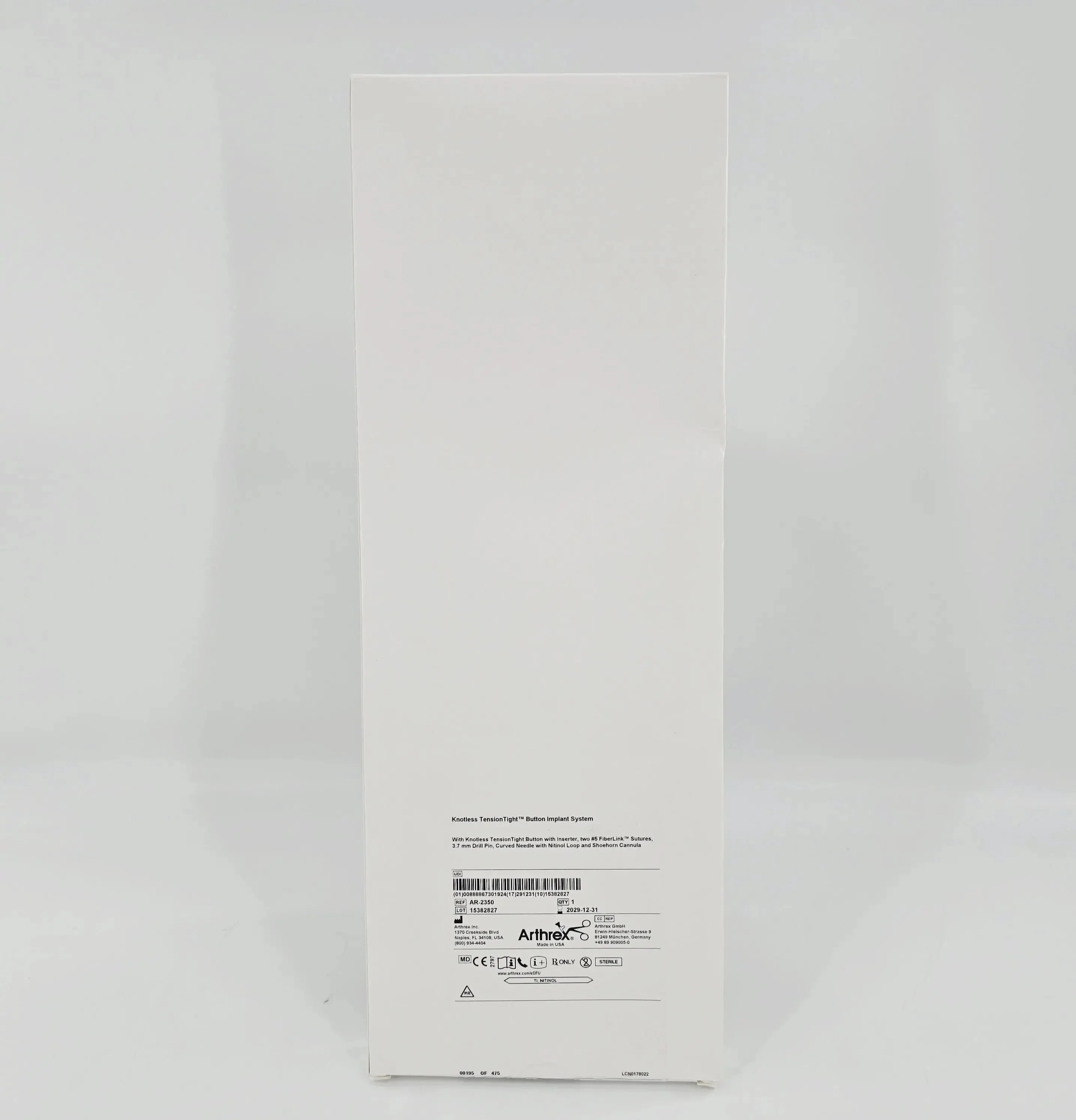 Arthrex AR-2350 Knotless TensionTight Button Implant System 1/EA - Image 2