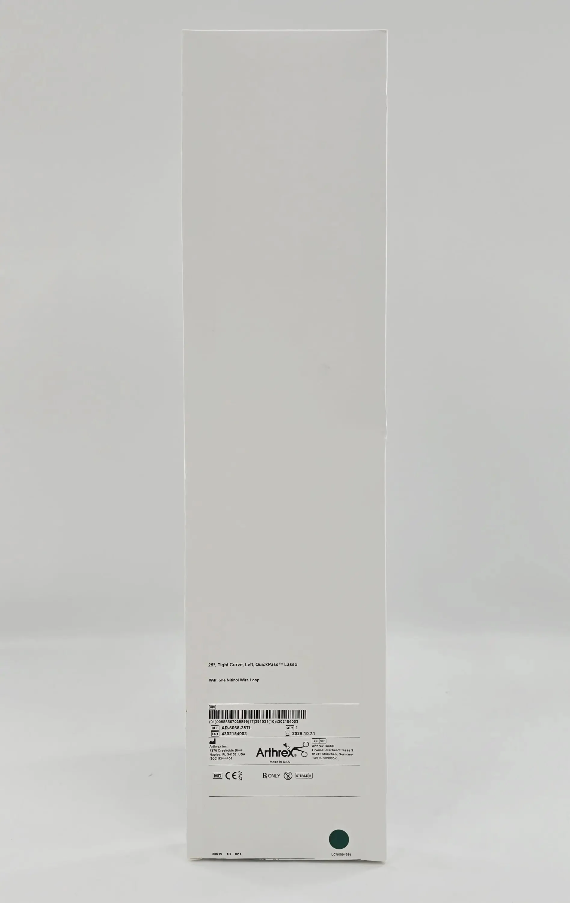 Arthrex AR-6068-25TL 25° Tight Curve, Left, QuickPass Lasso w/ One Nitinol Wire Loop 1/EA - Image 2