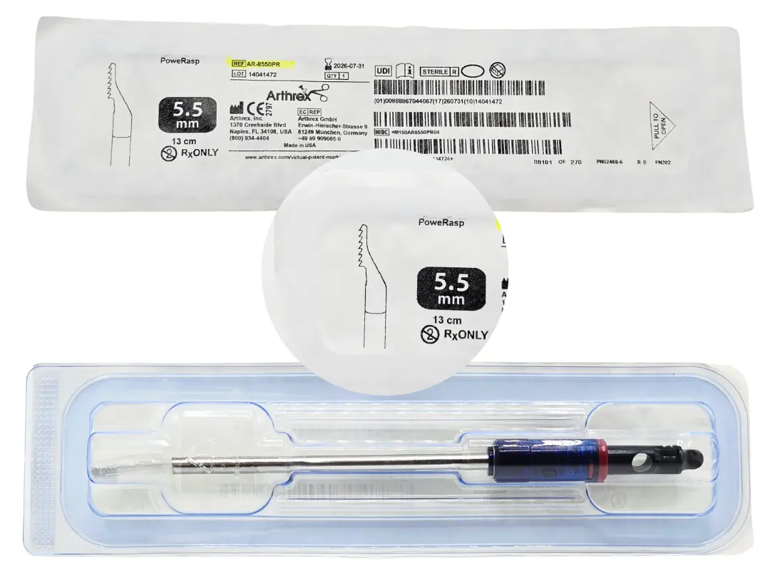 Arthrex AR-8550PR PoweRasp sterile shaver blade designed 5.5mm x 13cm