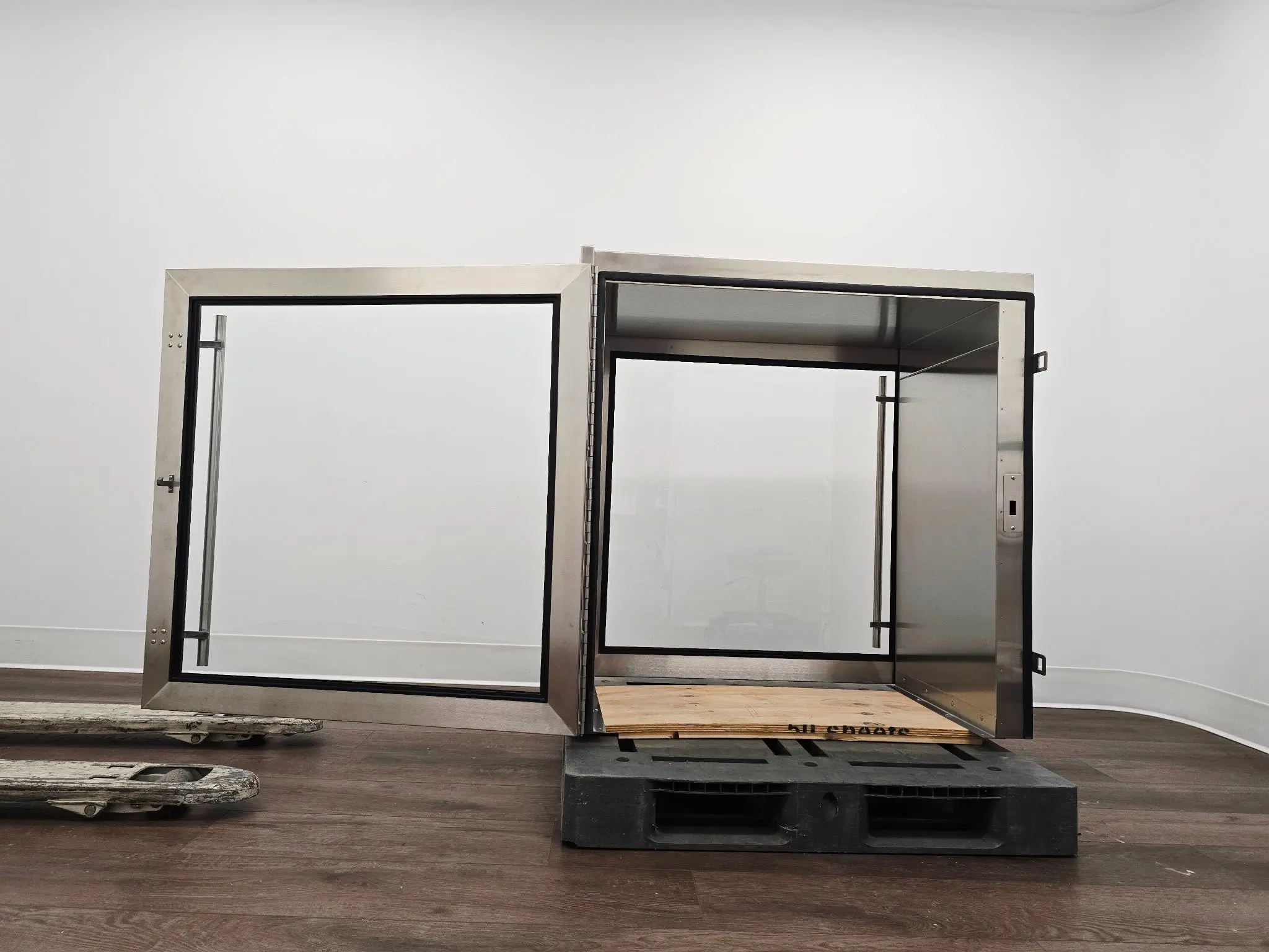 Atmos Stainless Steel Pass-Through Cabinet Interlocking Glass Doors 44x30x45 - Image 5