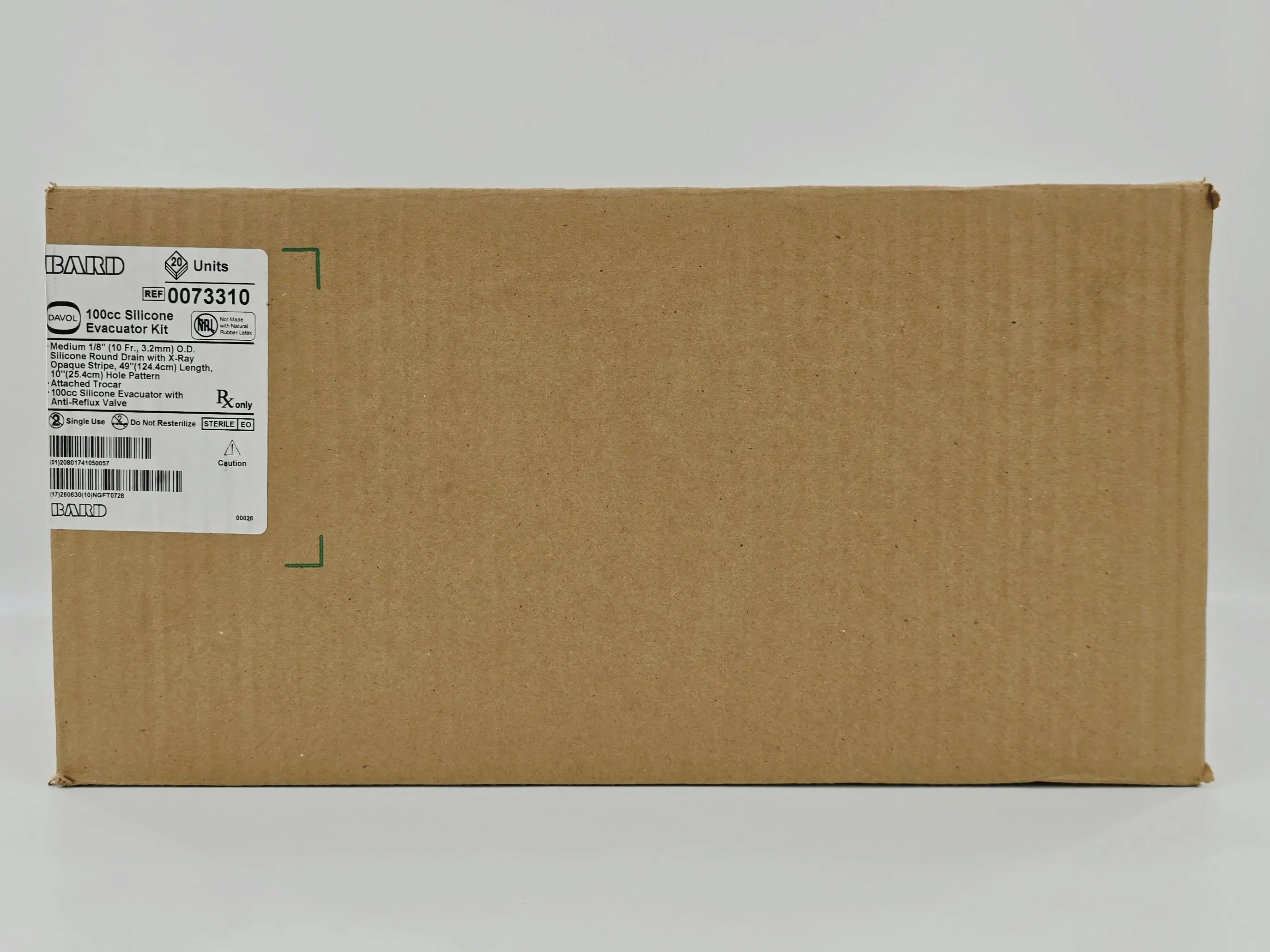 Bard 0073310 Davol 100cc Silicone Evacuator Kit CS/20 - Image 2