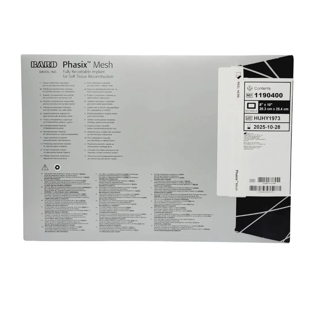 Bard 1190400 Phasix Mesh Fully Resorbable Implant 8" x 10" - Image 2
