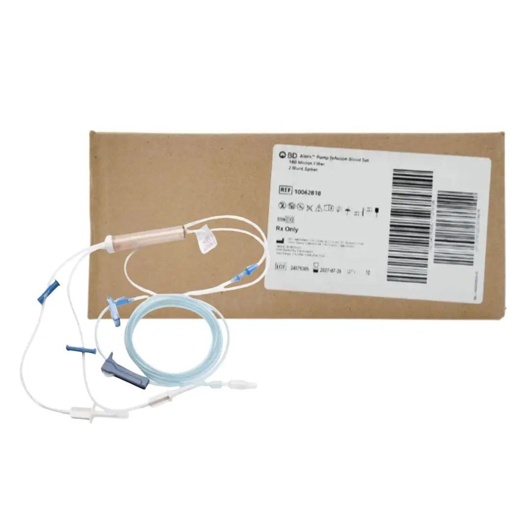 BD 10062818 Alaris Pump Infusion Blood Set 180 Micron 2 Blunt Spikes Box of 10