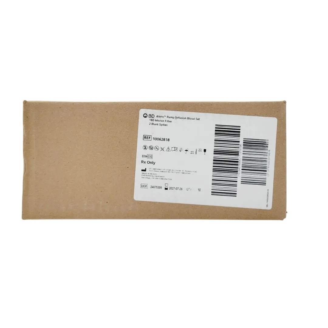 BD 10062818 Alaris Pump Infusion Blood Set 180 Micron 2 Blunt Spikes Box of 10 - Image 4