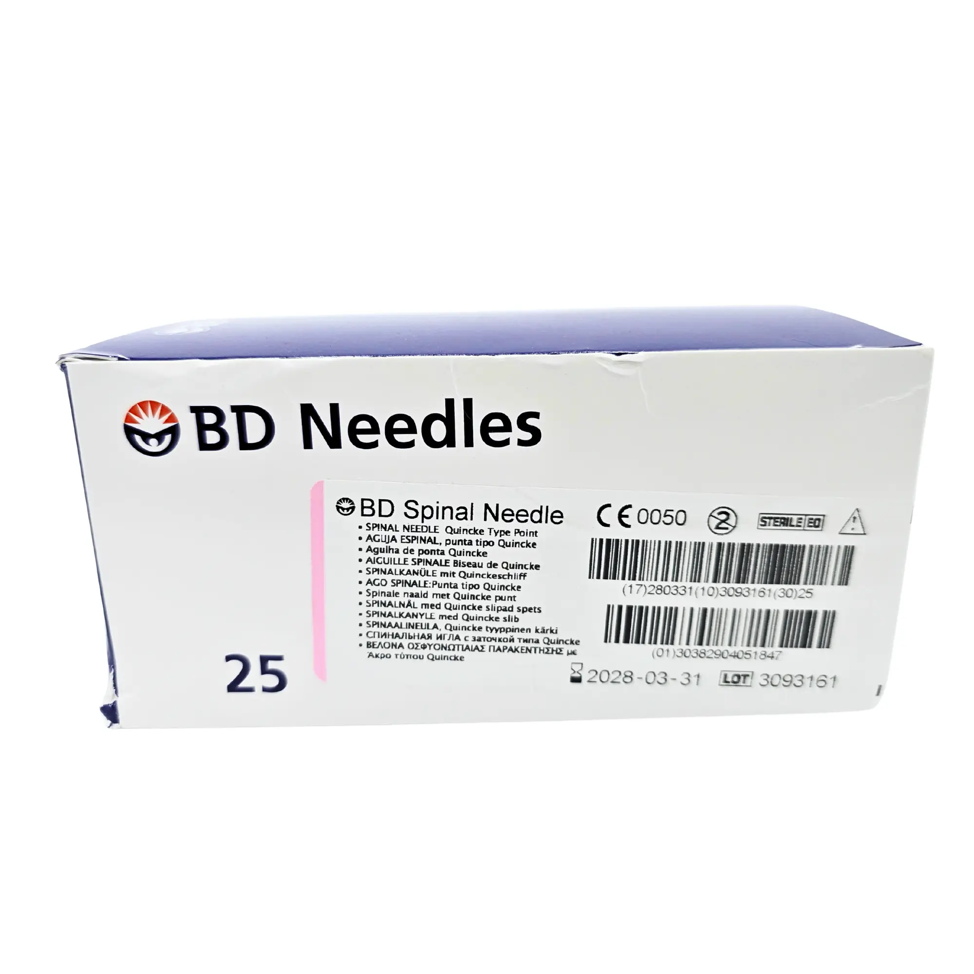 BD Quincke Spinal Needle 405184 - 18G x 3.5" (90mm), Pink Hub