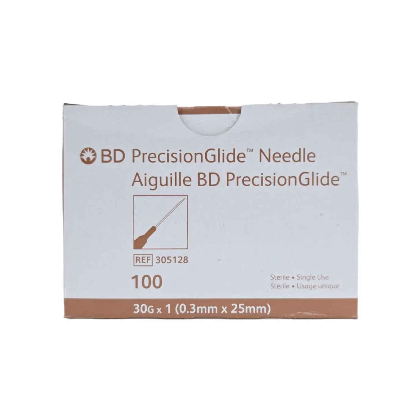 BD 305128 PrecisionGlide Safety Needle 30G x 1" BX/100