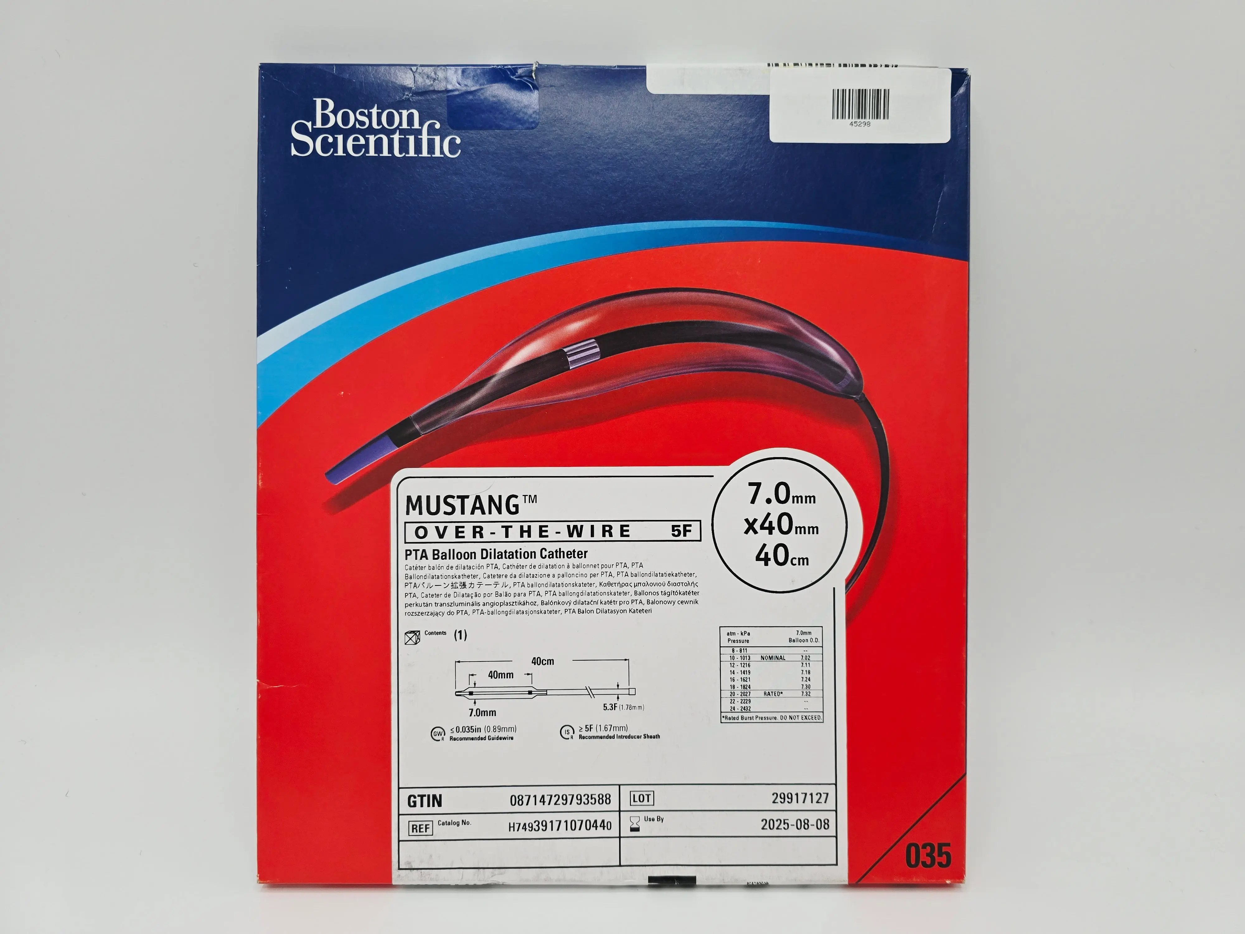 Boston Scientific H74939171070440 Mustang OVER-THE-WIRE 5F 7.0mm x 40mm x 40cm PTA Balloon Dilatation Catheter - Image 2