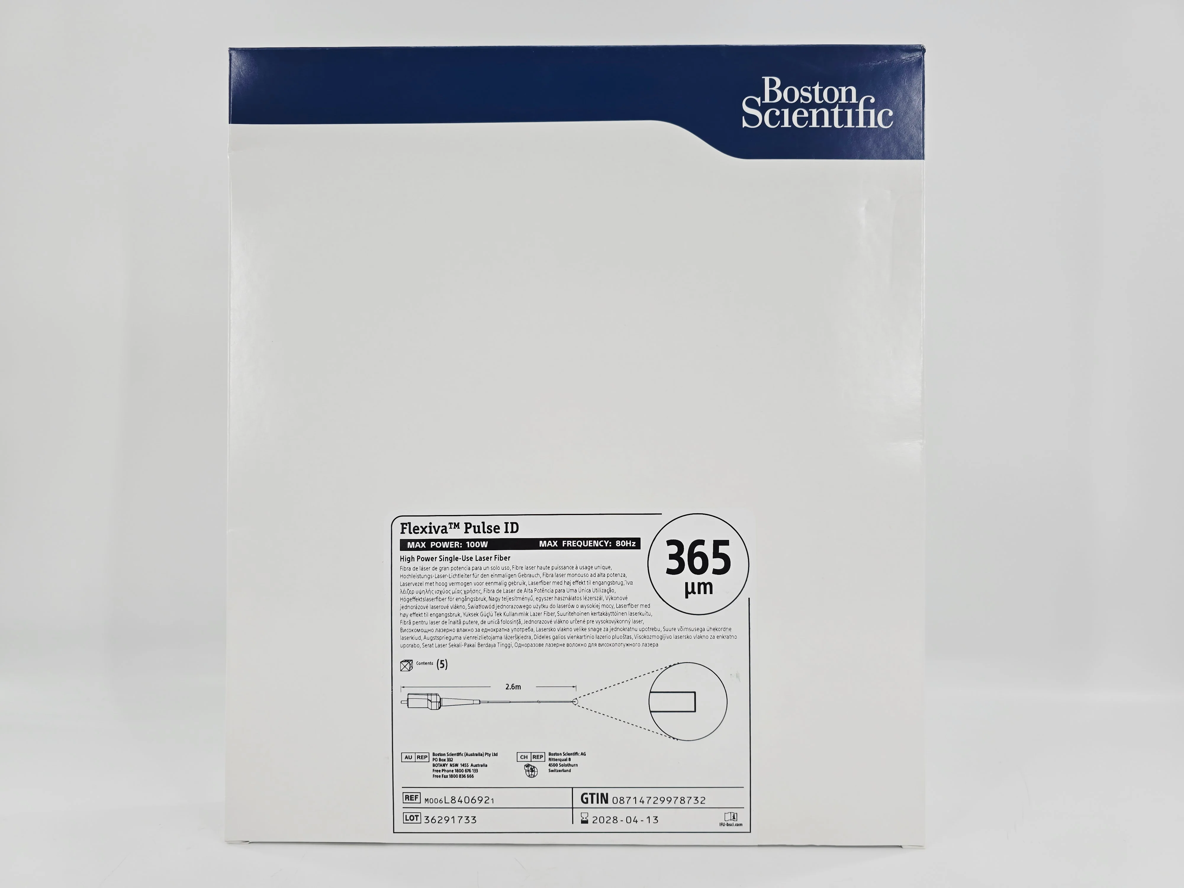 Boston Scientific M006L8406921 Flexiva Pulse ID High Power Single-Use Laser Fiber 365µm BX/5 - Image 2