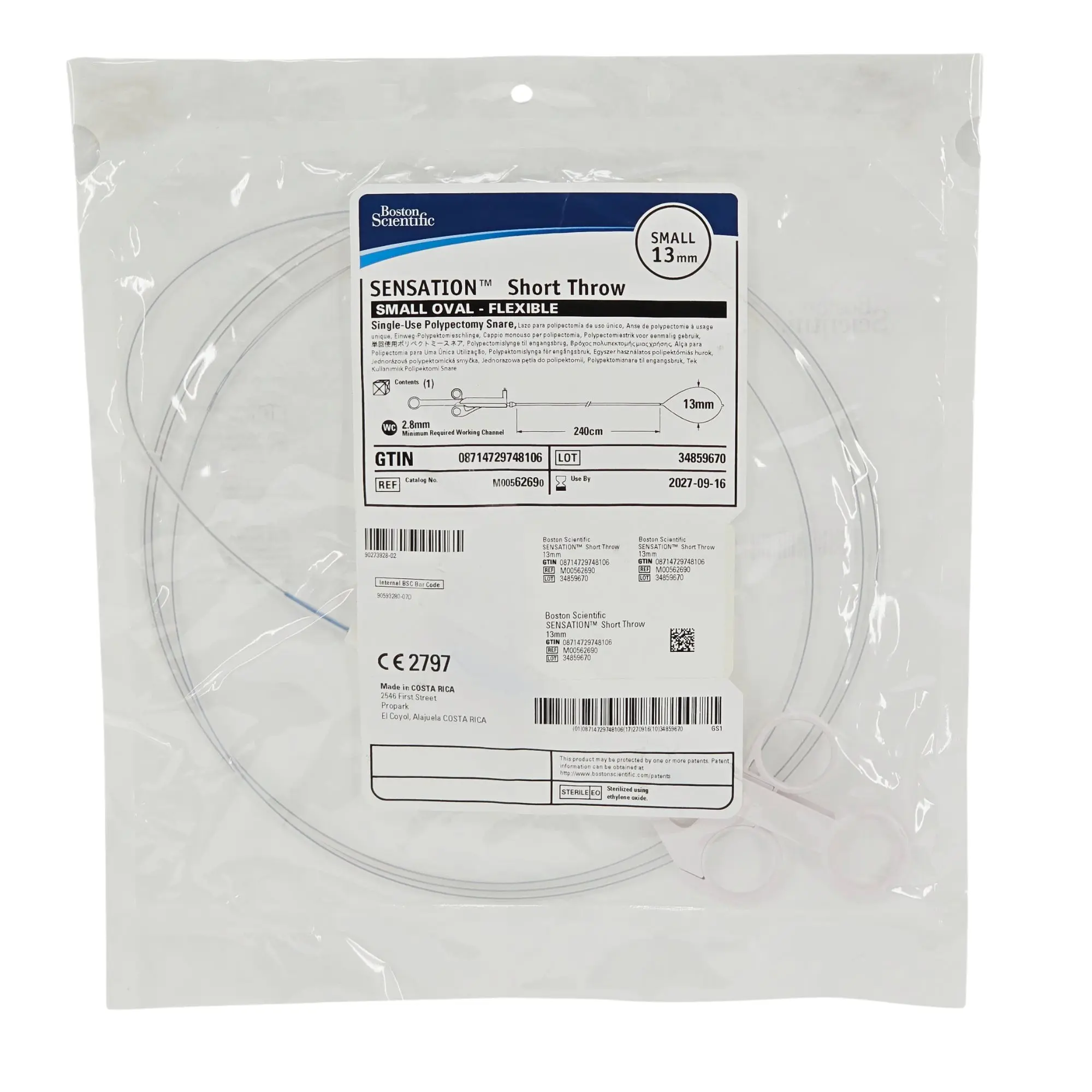 Boston Scientific M00562690 Sensation Short Throw Polypectomy Snare - Single-Use Endoscopic Cutting Snare