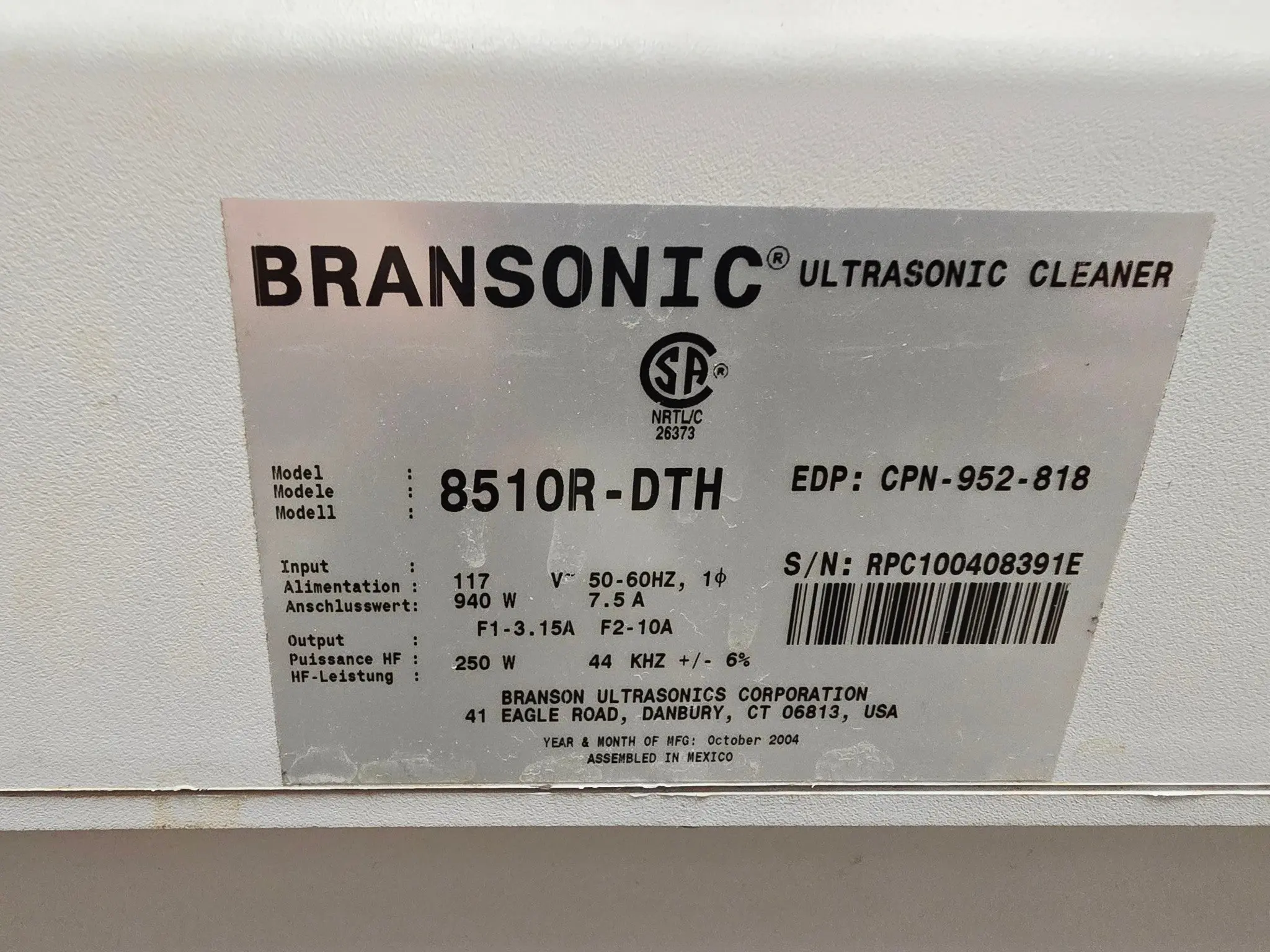 Branson 8510R-DTH Heated Ultrasonic Cleaner Digital Controls 20.8L Tank - Image 8
