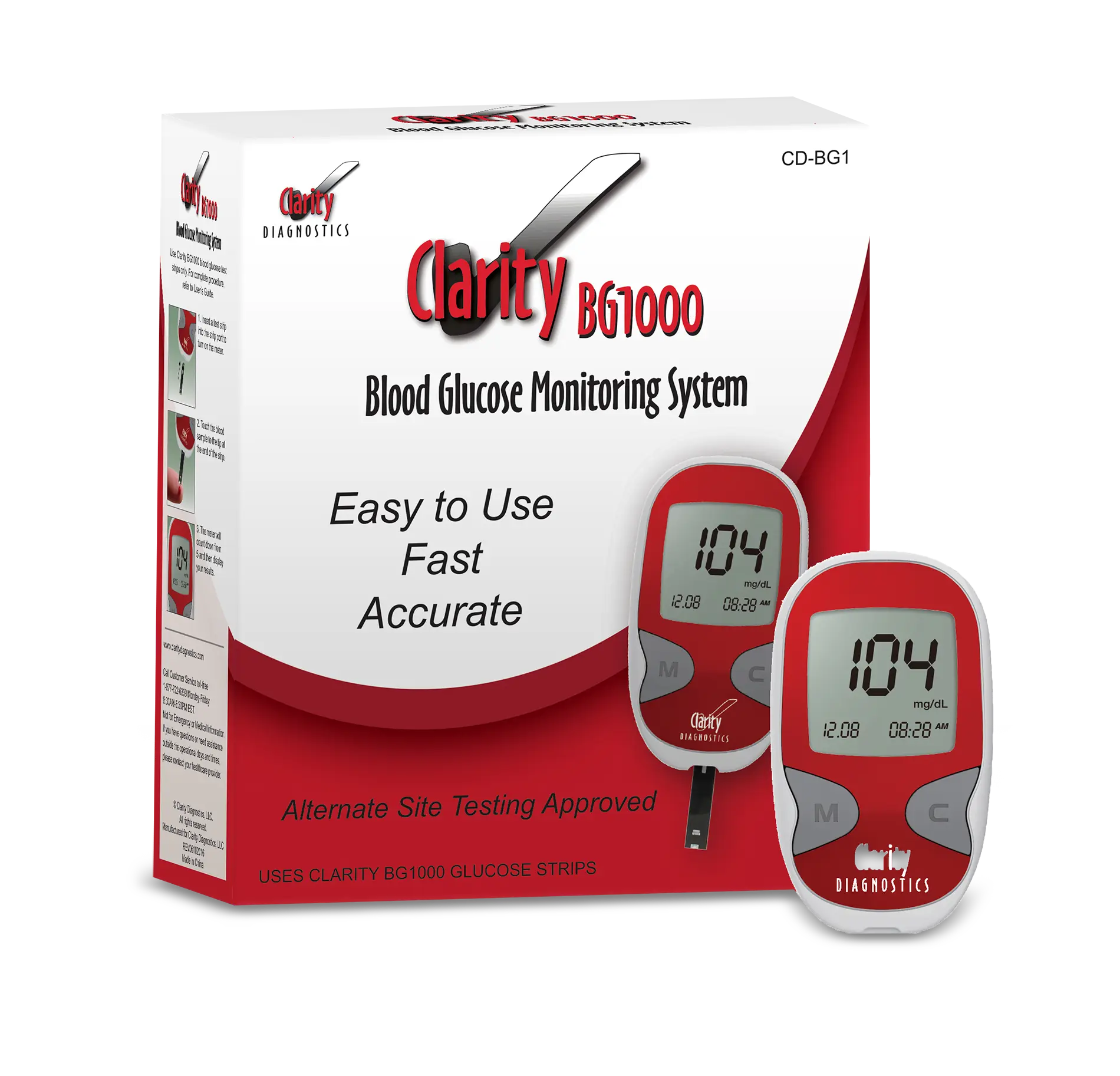 Clarity CD-BG15 BG1000 Blood Glucose Monitoring System (meter and testing strips)
