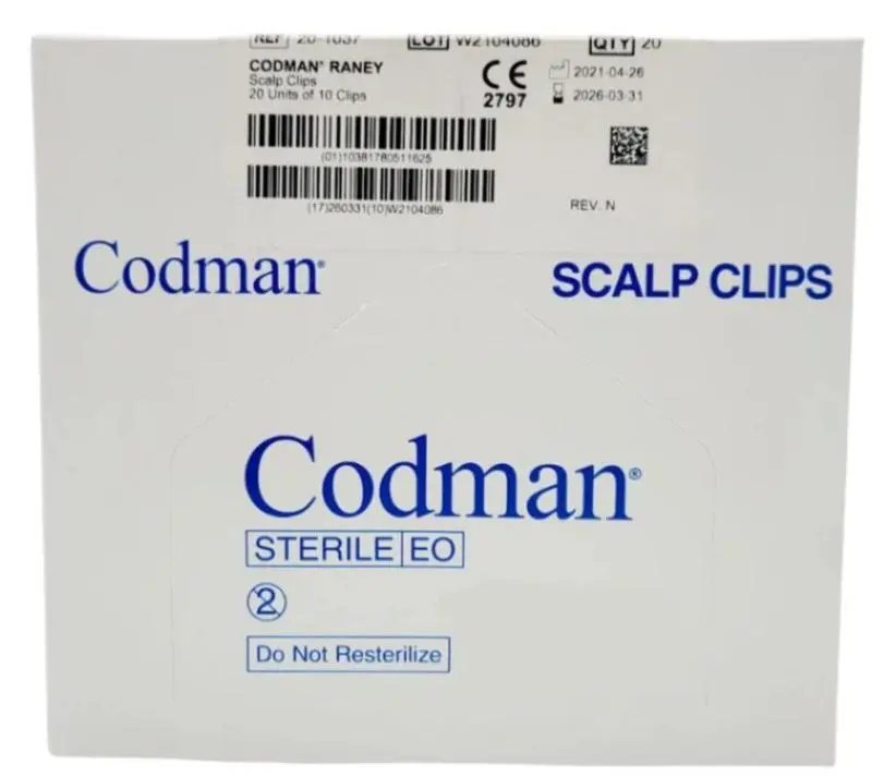 Codman 20-1037 RANEY Scalp Clips 10 Clips/Unit, Box of 20