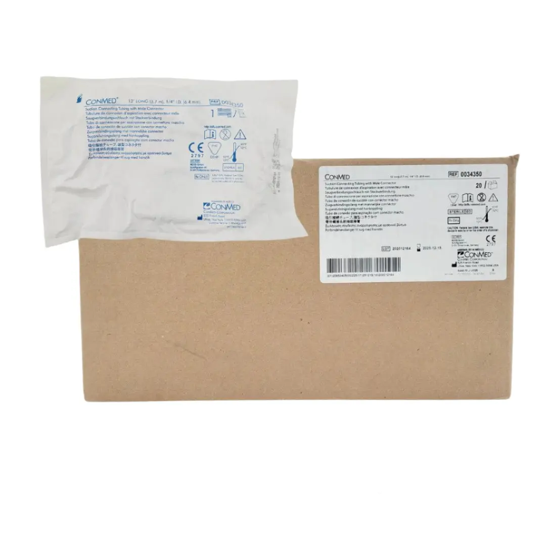 ConMed 0034350 Suction Connecting Tubing w/ Male Connector 12' Case Of 20