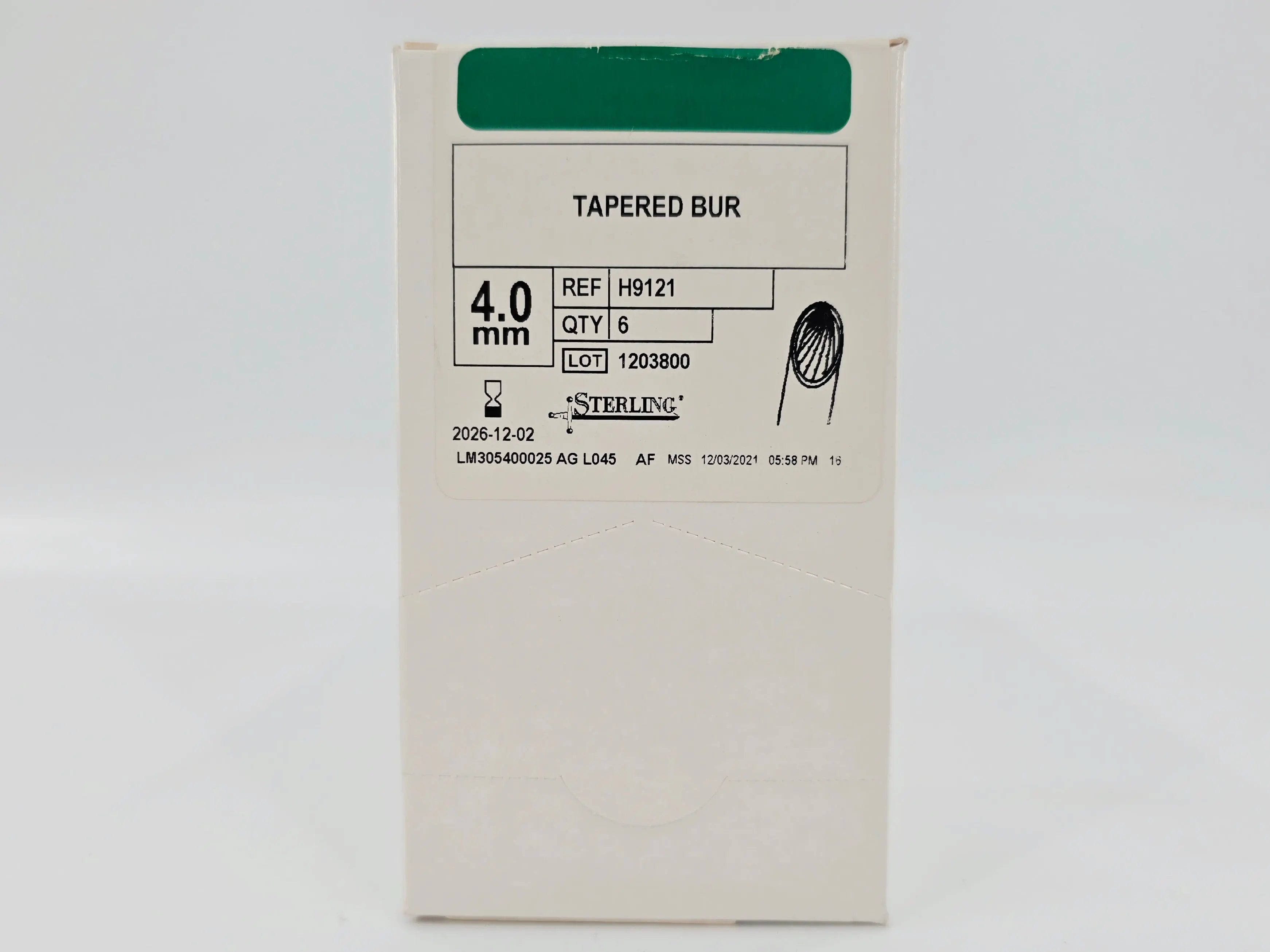 ConMed H9121 Sterling Tapered Bur, Large Hub 4.0mm BX/6 - Image 2