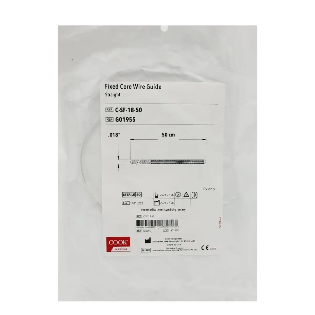 Cook Medical G01955 Fixed Core Wire Guide Straight 50cm Length