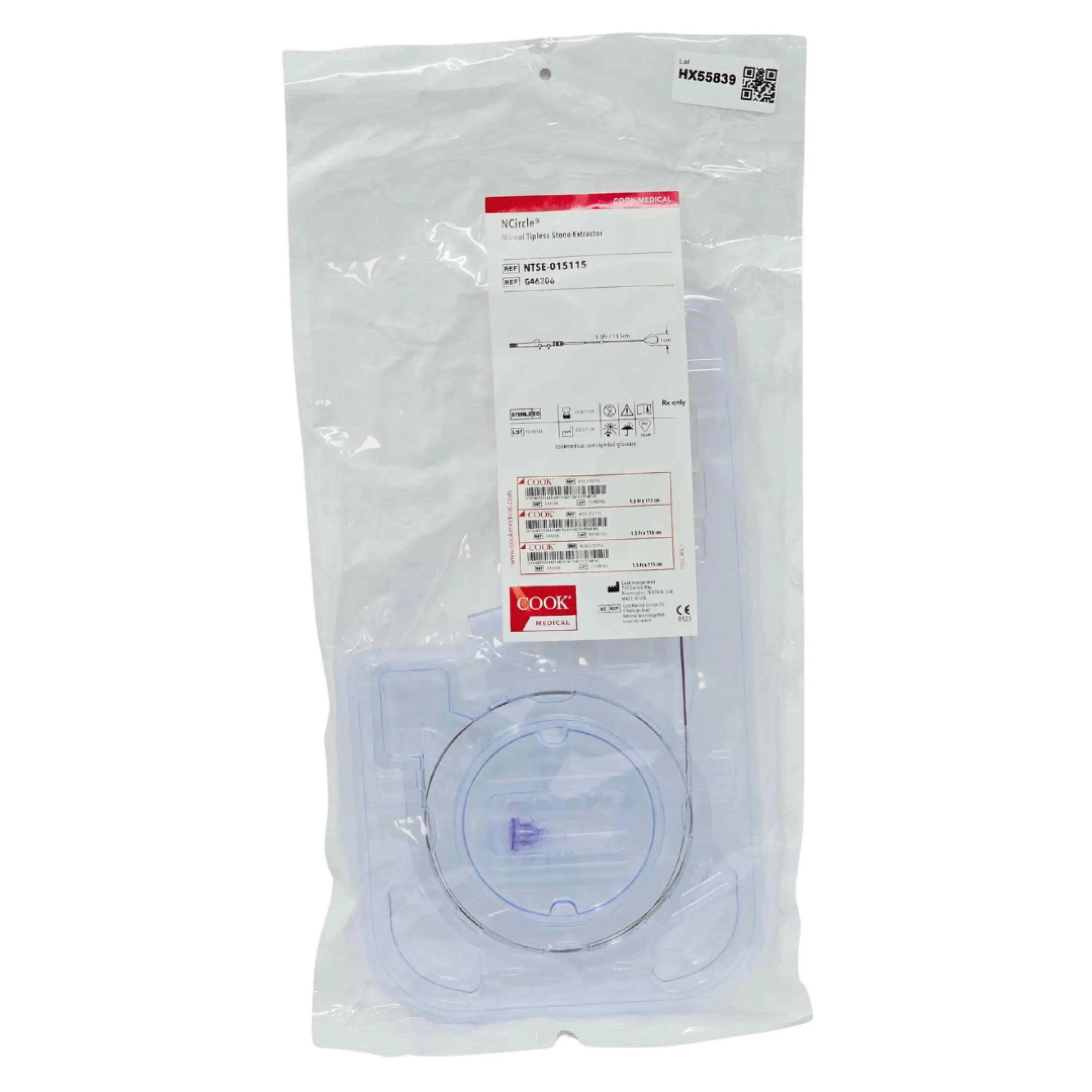 Cook Medical G46206 NCircle Nitinol Tipless Stone Extractor 1.5Fr x 115cm 1cm Basket – New