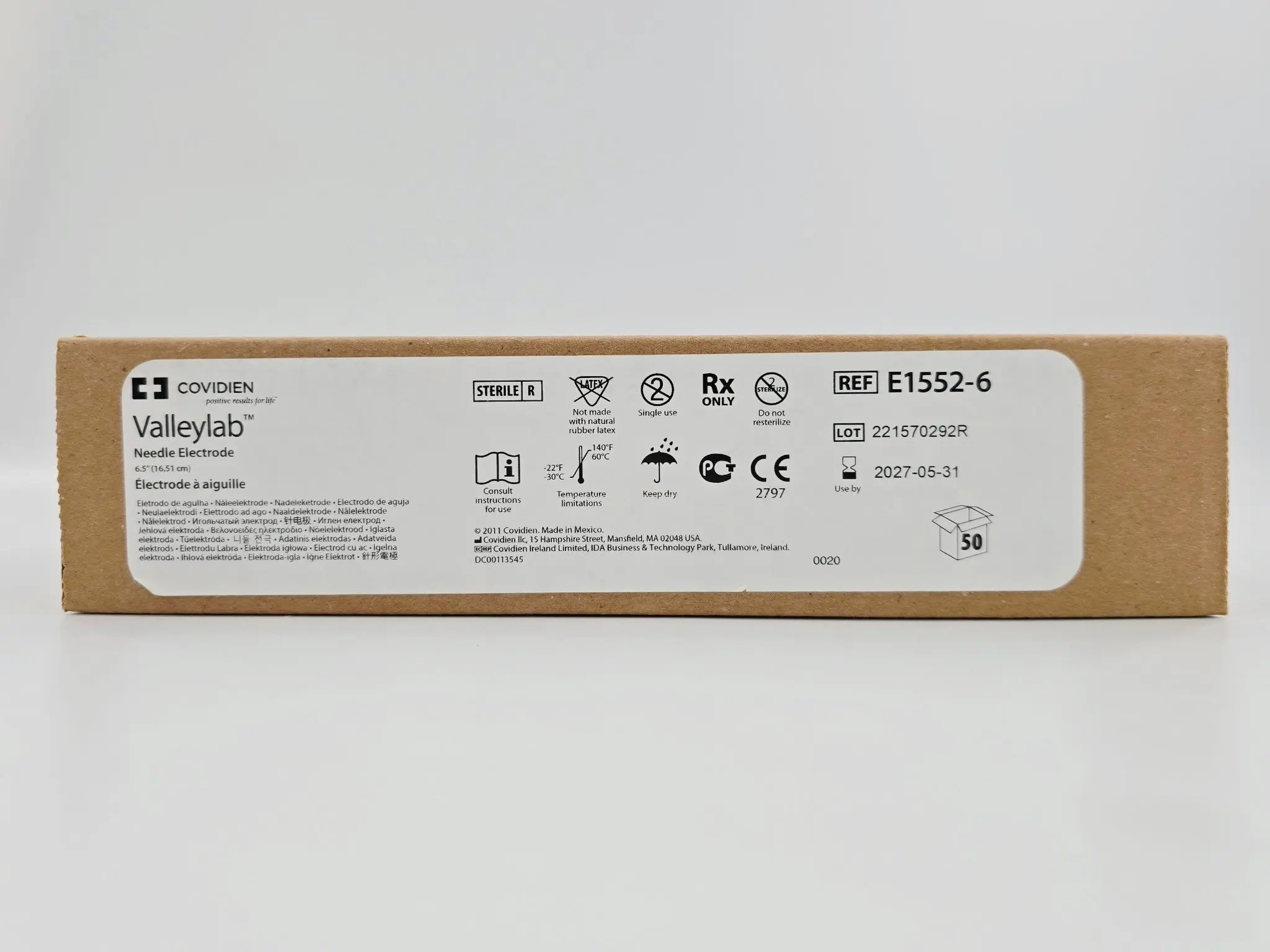 Covidien E1552-6 Valleylab Needle Electrode 6.5" BX/50 -In Date - Image 3