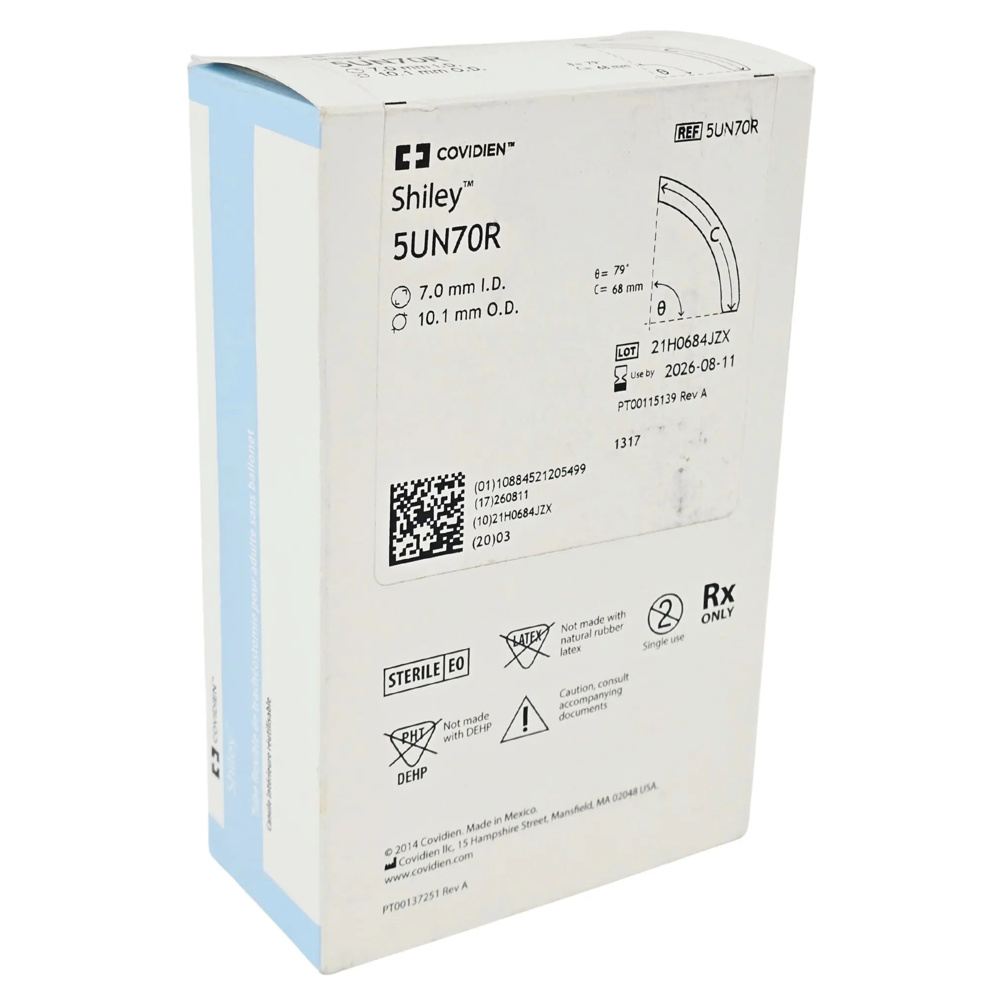 Covidien Shiley 5UN70R Adult Flexible Tracheostomy Tube - Cuffless With Reusable Inner Cannula