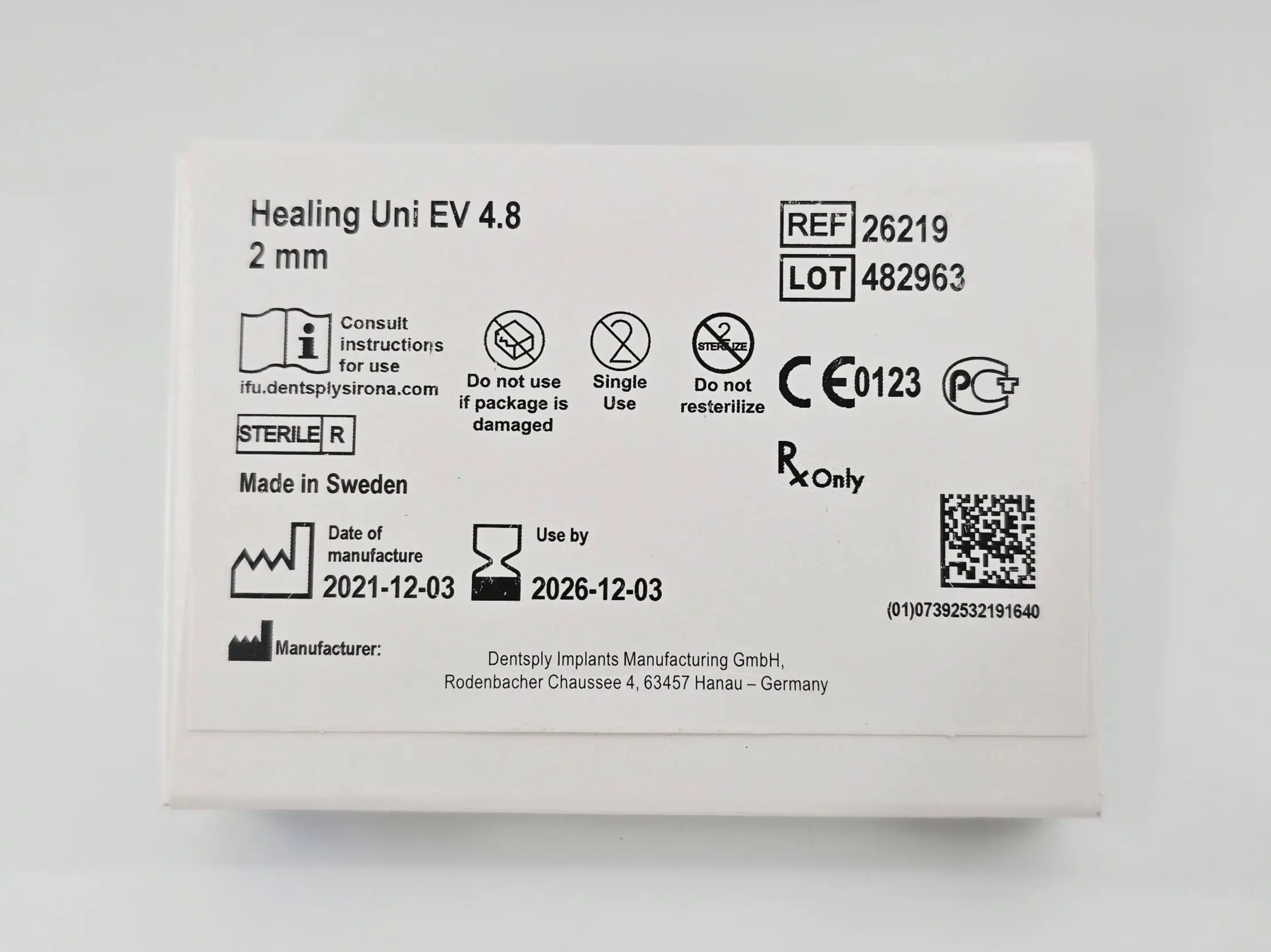 Dentsply Implants Manufacturing 26219 Healing Uni EV 4.8 2mm Astra Tech Implant System - Image 3