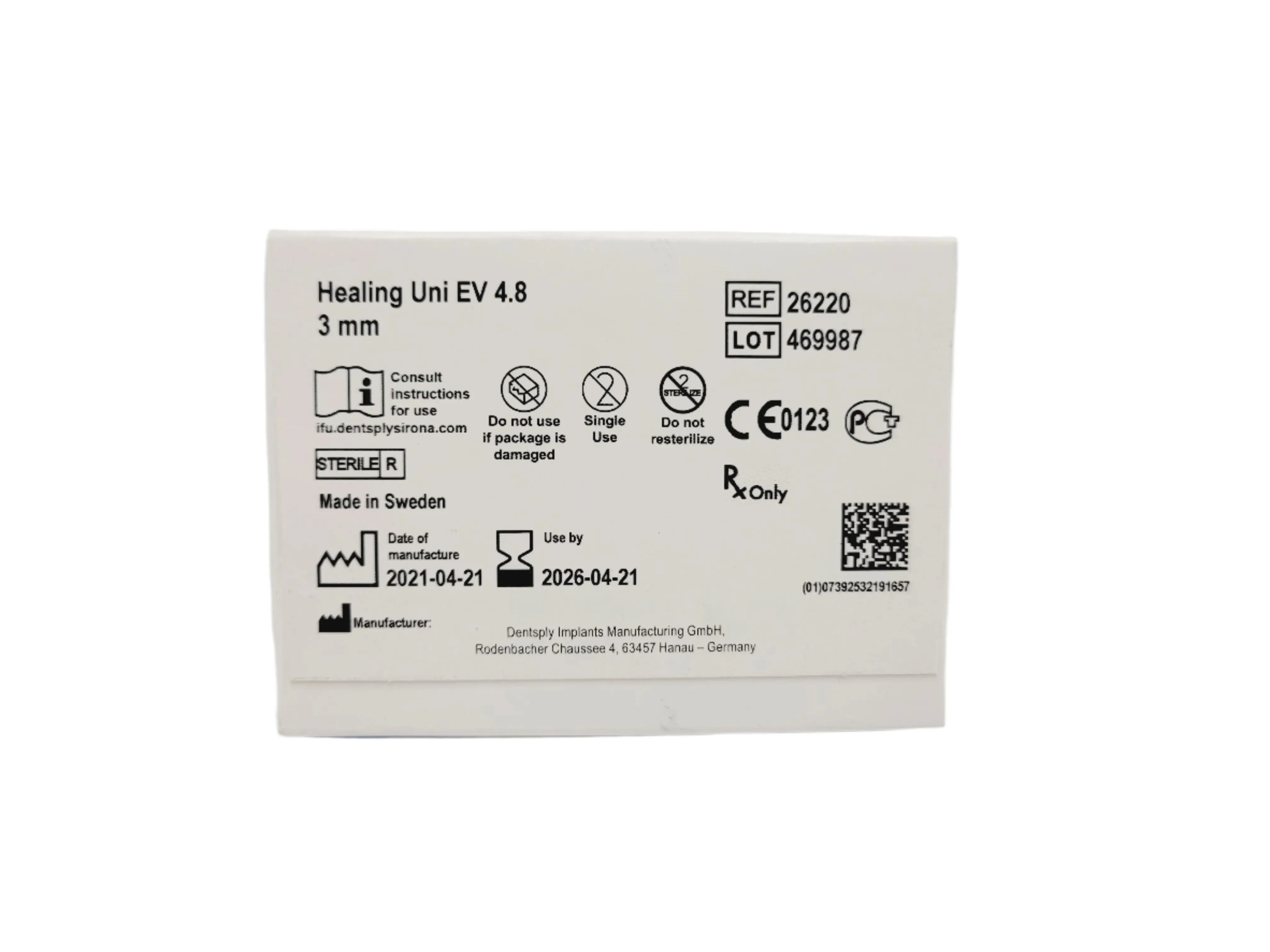 Dentsply Implants Manufacturing 26220 Healing Uni EV 4.8 3mm