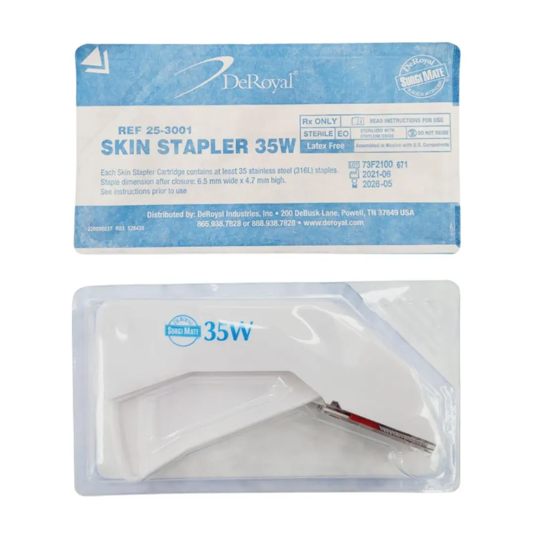 DeRoyal 25-3001 Fixed Head Skin Stapler 35W Sterile Surgical Wound Closure Stapler