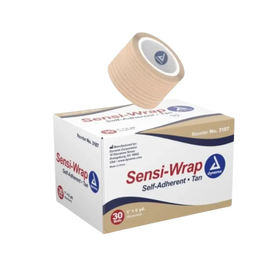 Dynarex 3187 Sensi Latex Free Self-Adherent Wrap 1" x 5 yds Tan Box of 30