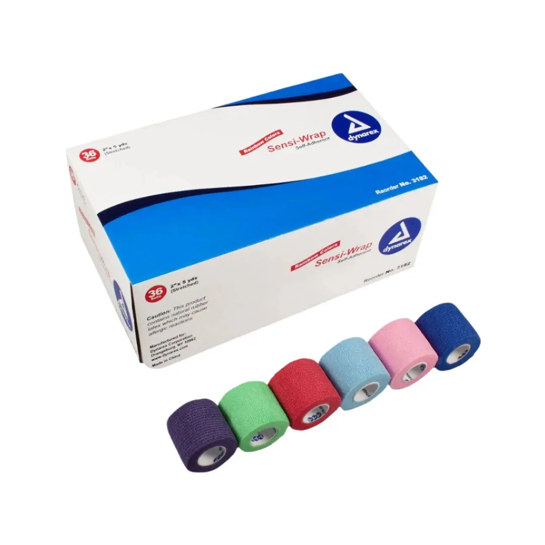 Dynarex 3216 Sensi Latex Free Self-Adherent Wrap 2" x 5 yds Assorted Colors Box of 36