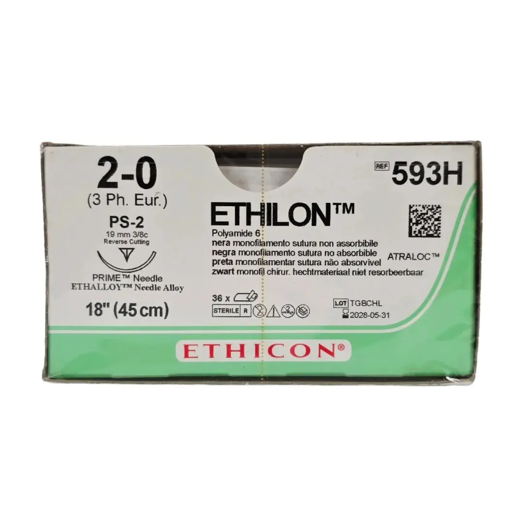 Ethicon 593H ETHILON 2-0 Black 1X18" PS-2 19mm BX/36