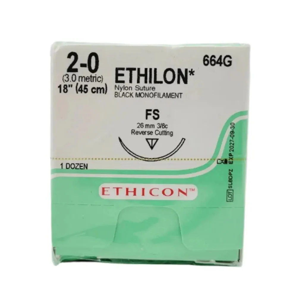 Ethicon 664G 2-0 ETHILON BLACK 1X18" FS BX/12