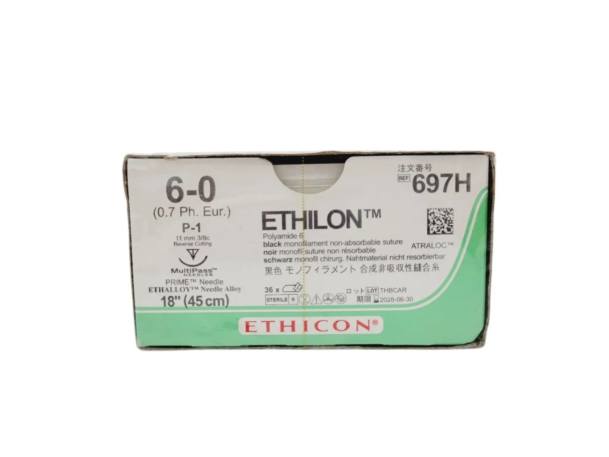 Ethicon 697H 6-0 ETHILON BLACK 1X18" P-1 MULTIPASS Box of 36