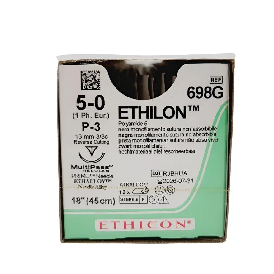 Ethicon 698G 3-0 Black Monofilament Nylon, Nonabsorbable Suture Box of 12