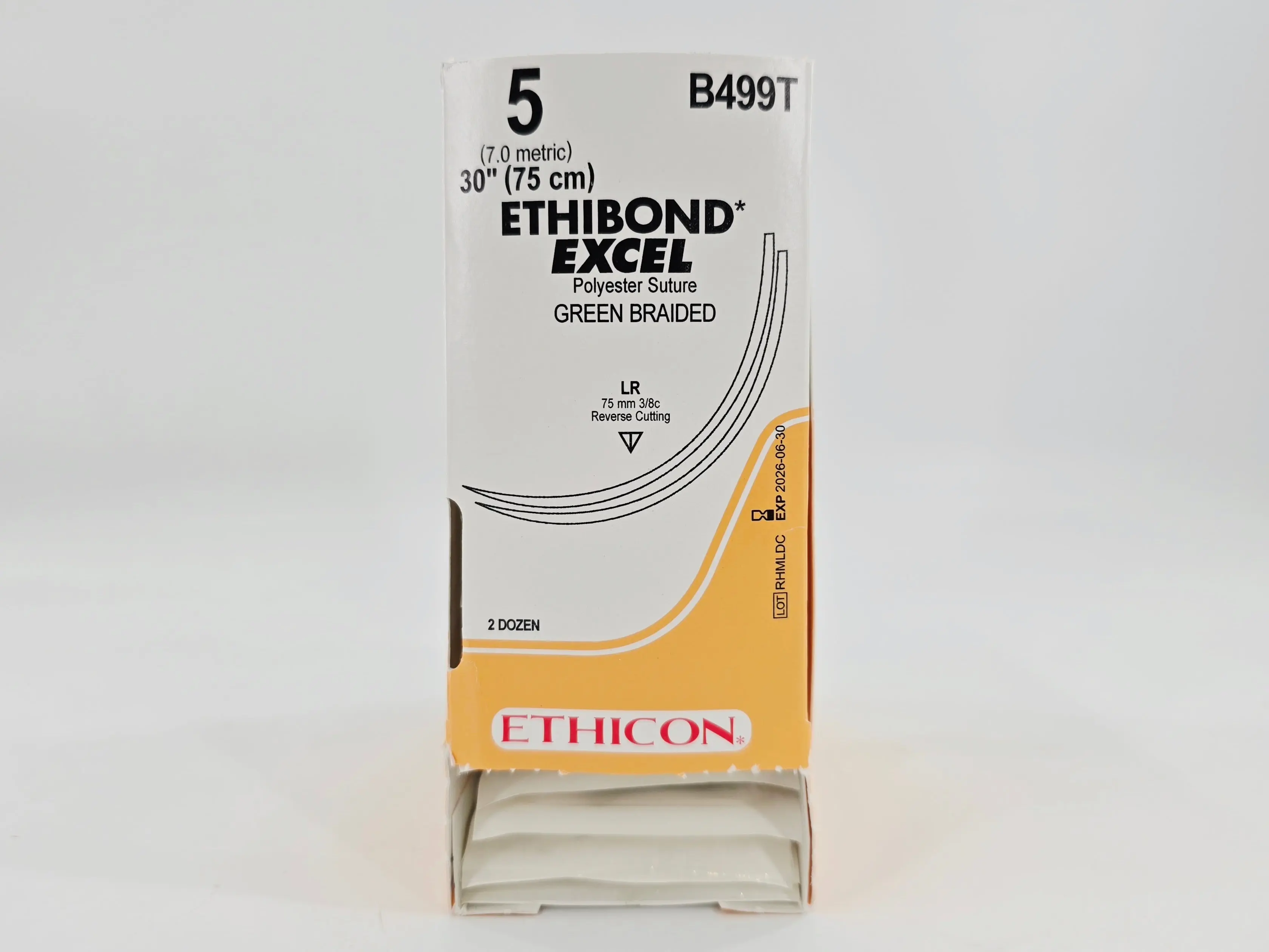 Ethicon B499T 5 ETHIBOND EXCEL 1X30" LR 75mm Cutting Edge Reverse Double Armed BX/24 OPEN BOX - FULL - Image 2
