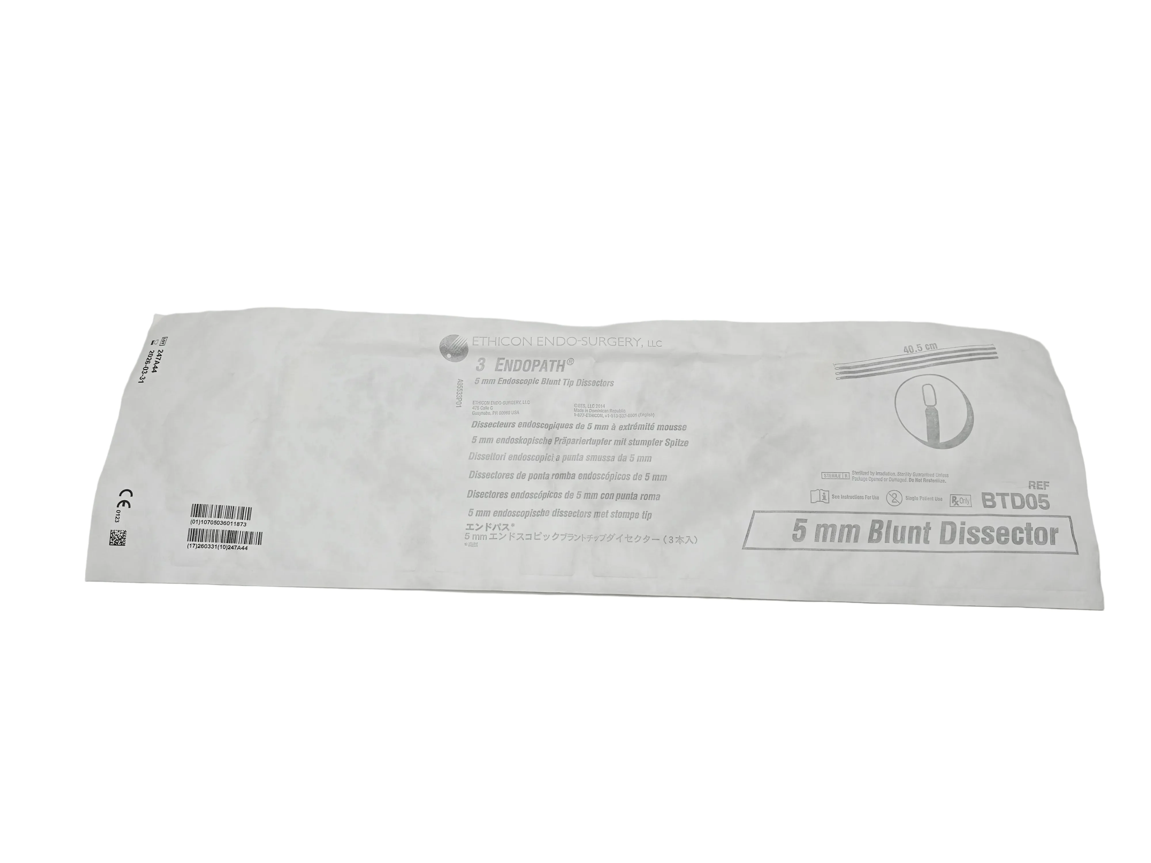 Ethicon BTD05 Endopath Blunt Tip Dissector 5mm Single Use Sterile 1/EA