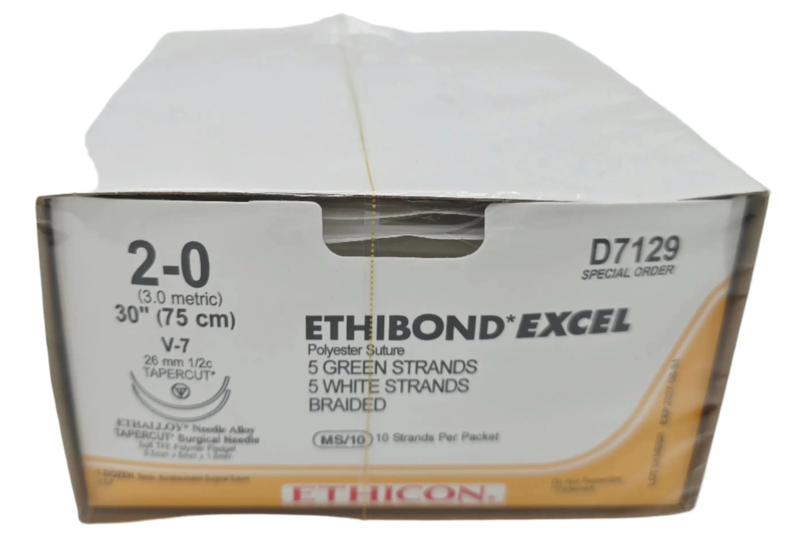 Ethicon D7129 Green White Braided Polyester Nonabsorbable Surgical Suture