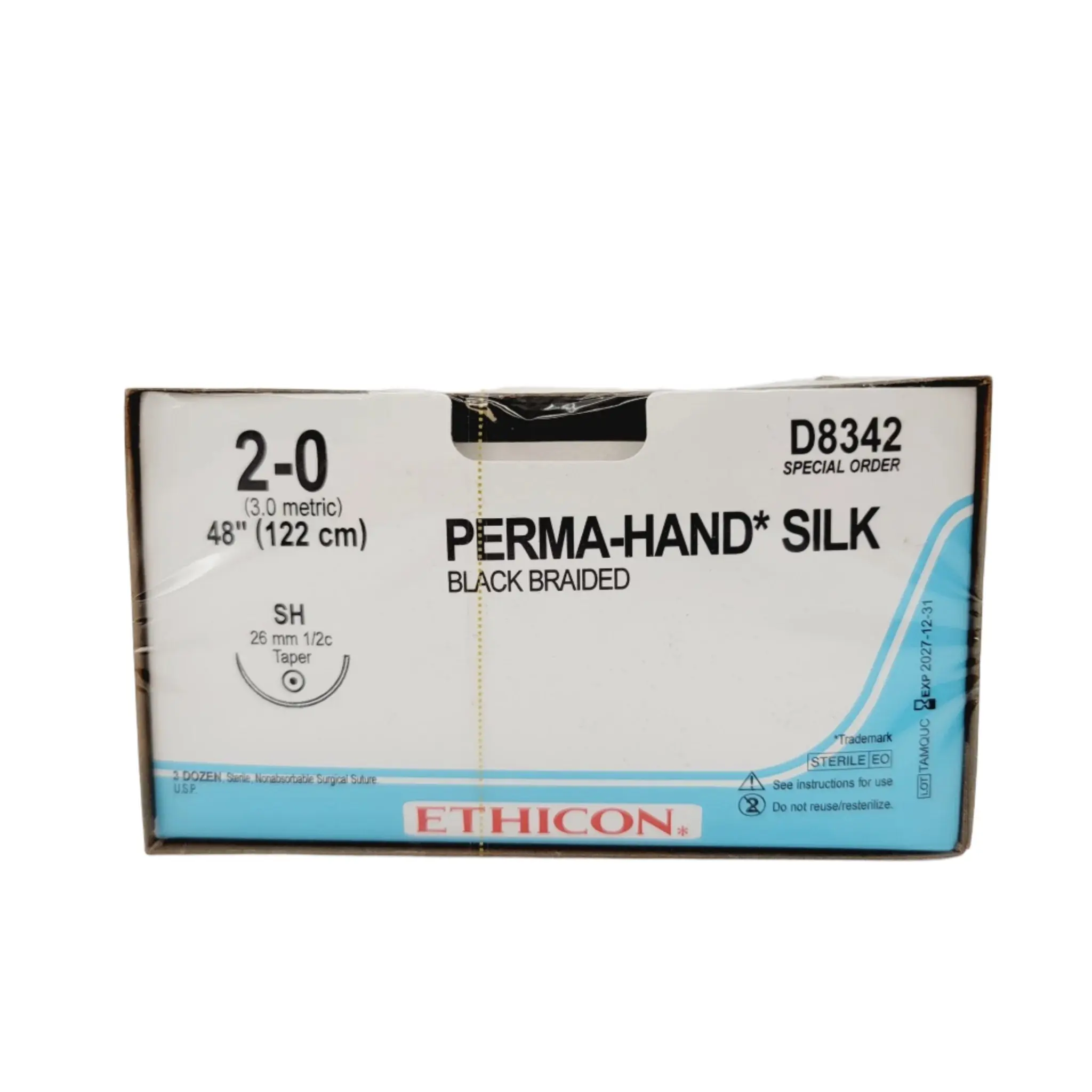Ethicon D8342 2-0 PERMA HAND BLACK 1X48" SH Box of 36